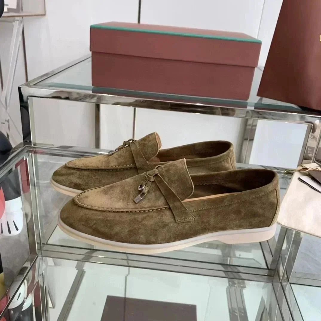 Women's Flat Loafer Spring Autumn Metal lock Moccasins Casual For Men's Sneaker