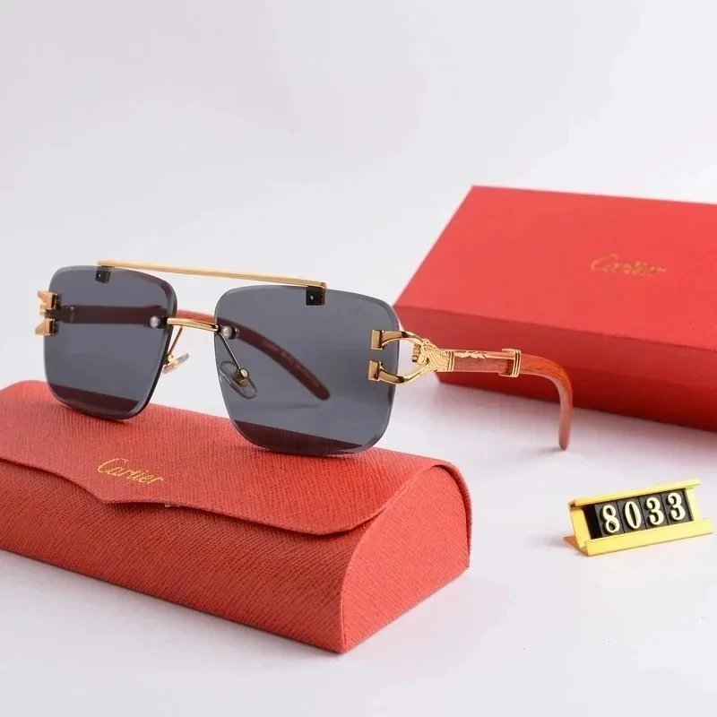 Oversize Pilot Sunglasses Mens Women Luxury Gold Rimless Hip Hop Shades Glasses-