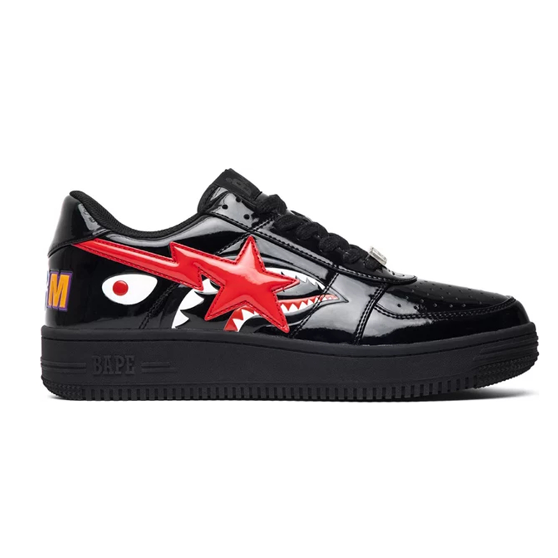 A Bathing Ape Bape Sta Low Black Shark Face Fashion sneakers