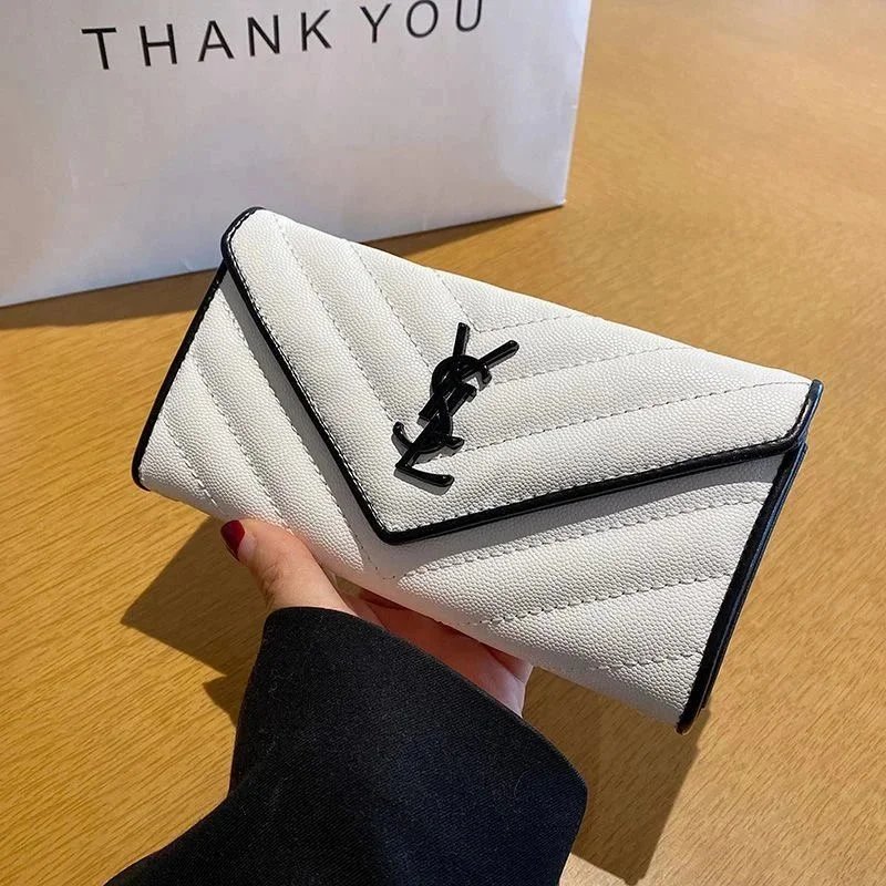 Long Wallet Women's Folding Buckle Solid Color Light Luxury -0690