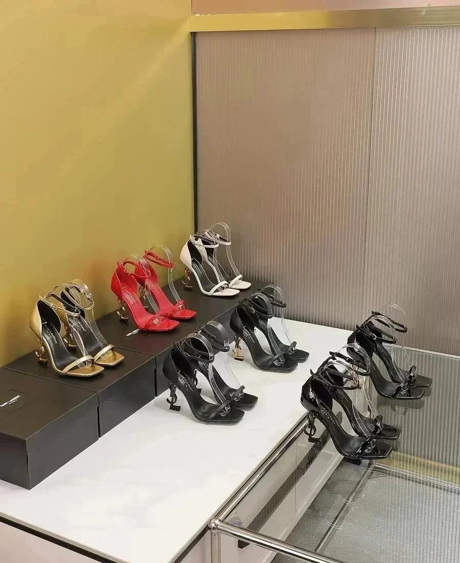 YSL High Heels Sandals for Women - Genuine Leather Designer Wedding Shoes