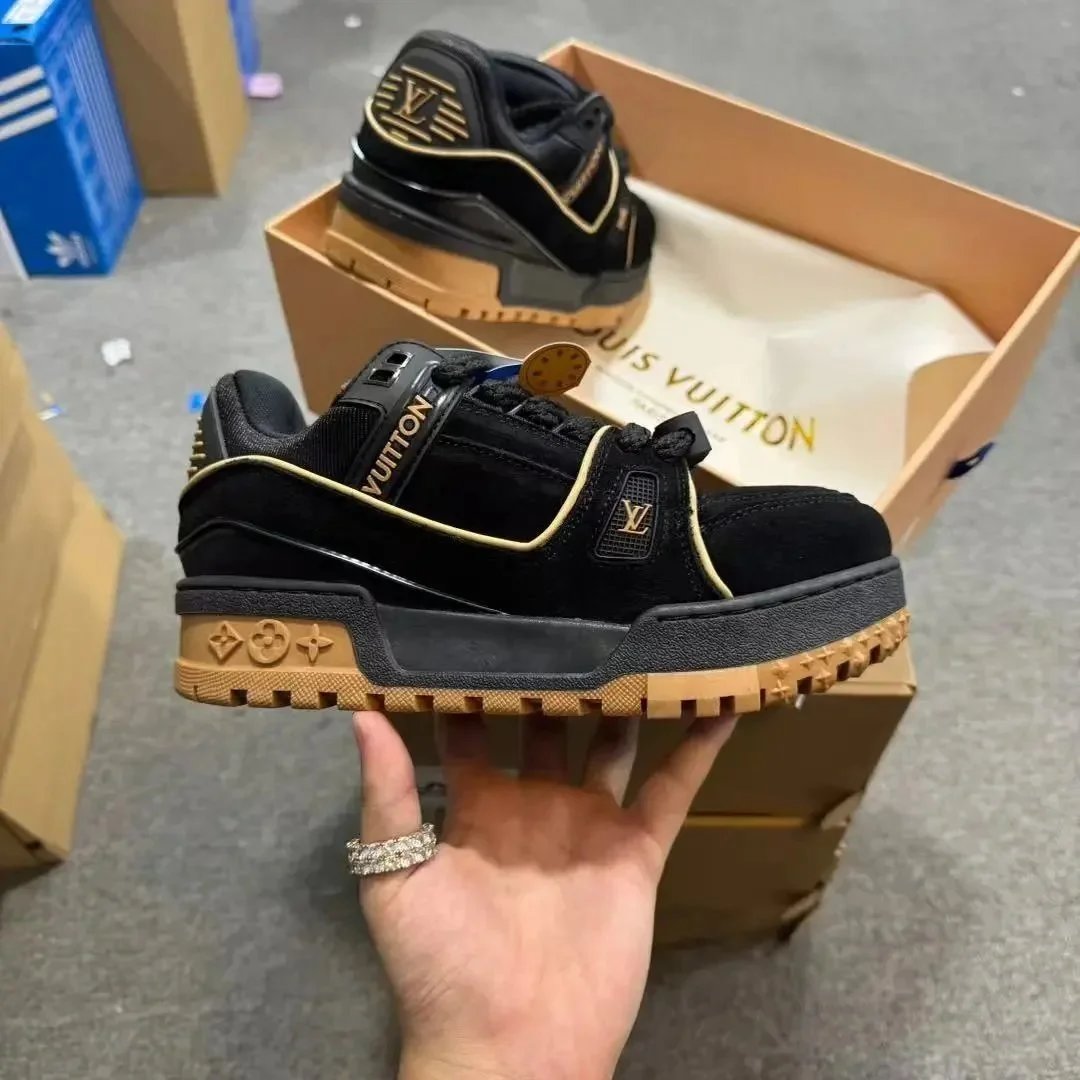 LOUIS VUITTON LV TRAINER MAXI SNEAKERS IN BLACK