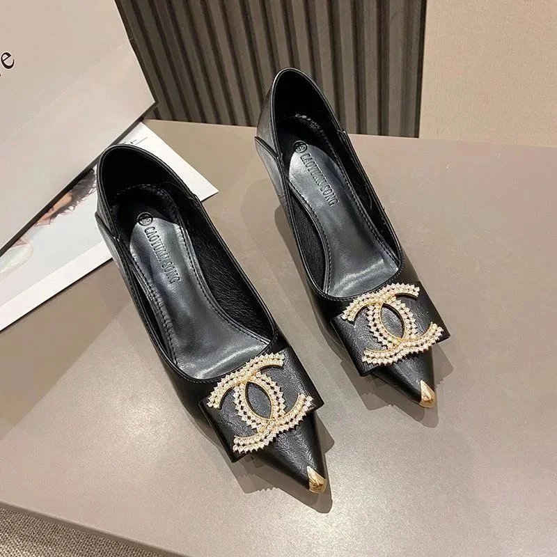 Chanel Women's Designer Heels: 8CM Elegant Triangle Diamond Luxury High Heel Shoes