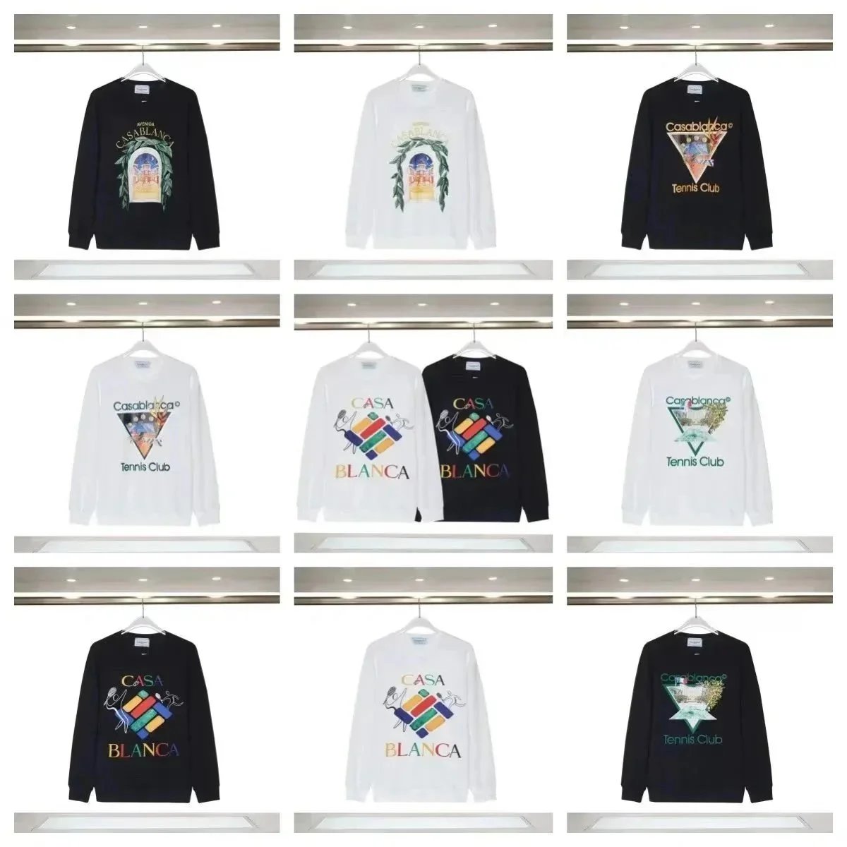 Casablanca Silk & Cotton Blend Graphic Hoodies, Loose Long-Sleeve Designer Sweatshirts for Men and Women