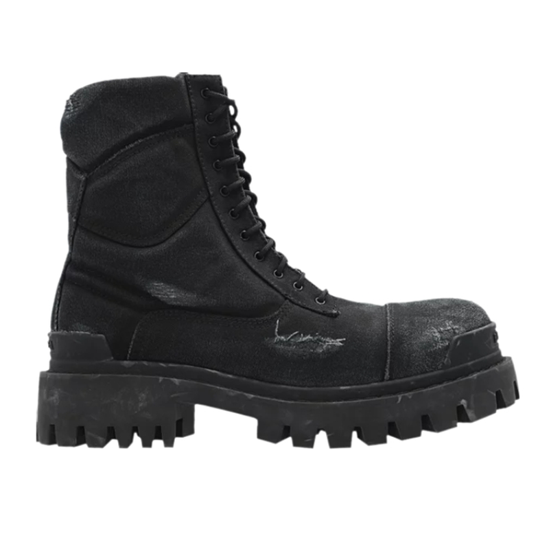 Balenciaga Combat Strike Boot 'Black Distressed Canvas'