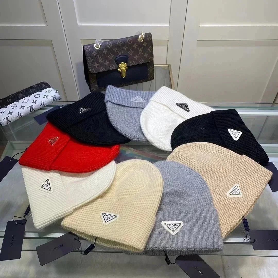 Premium Cashmere Designer Winter Beanie Knitted Hats for Stylish Winter Fashion, 9 Color Options