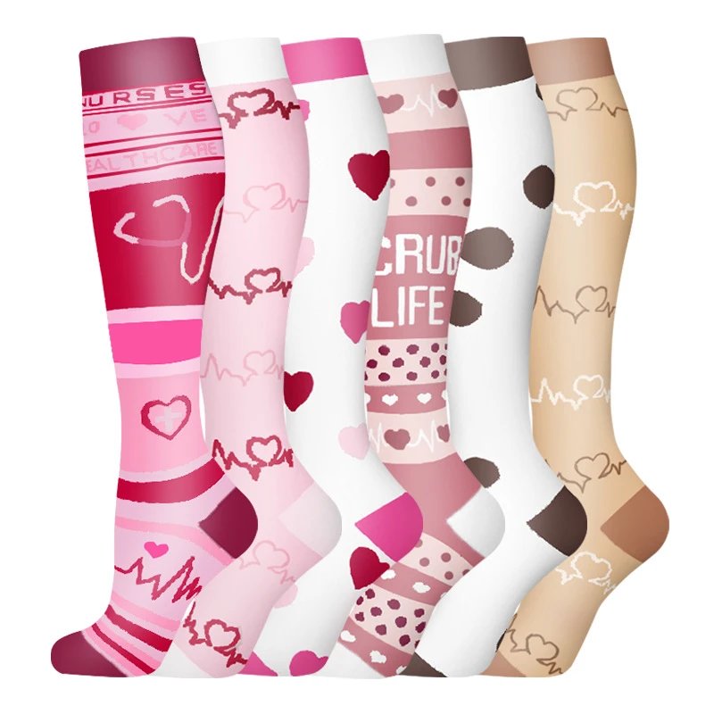 Set Printed Sports Compression Socks Mid Long Tube Elasticity Compression Socks Hip Hop Varicose Veins Calf Socks