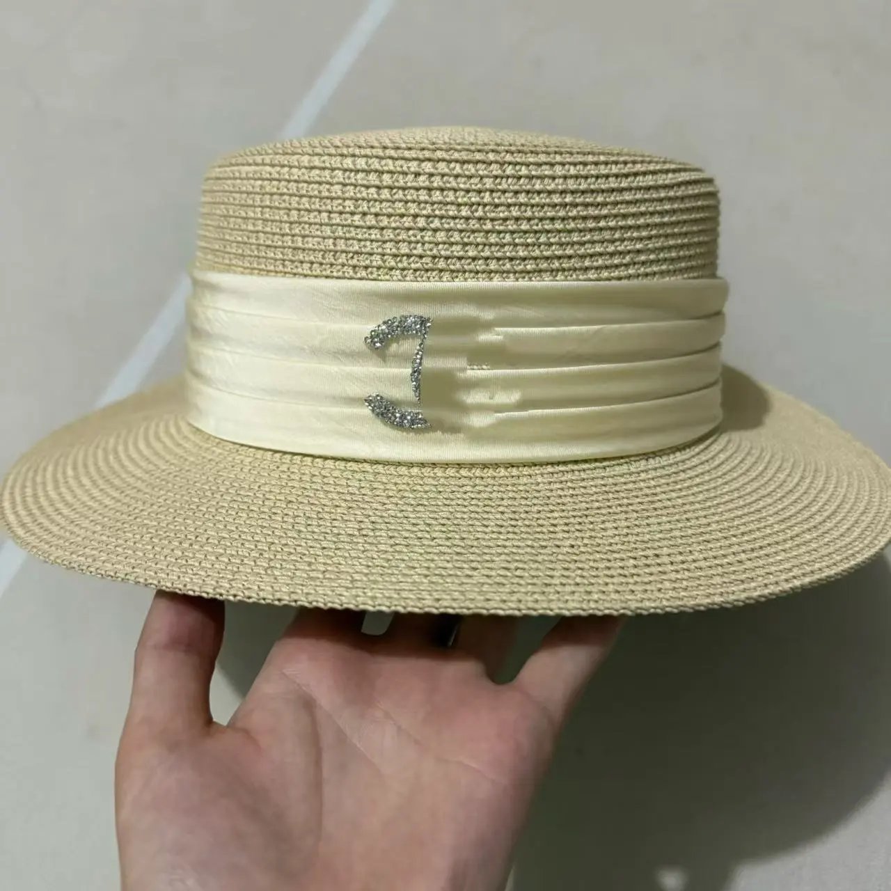 Spring Summer New Flat Top Chanel Straw Hat Versatile Sun Protection Outdoor Beach Travel Vacation Hat