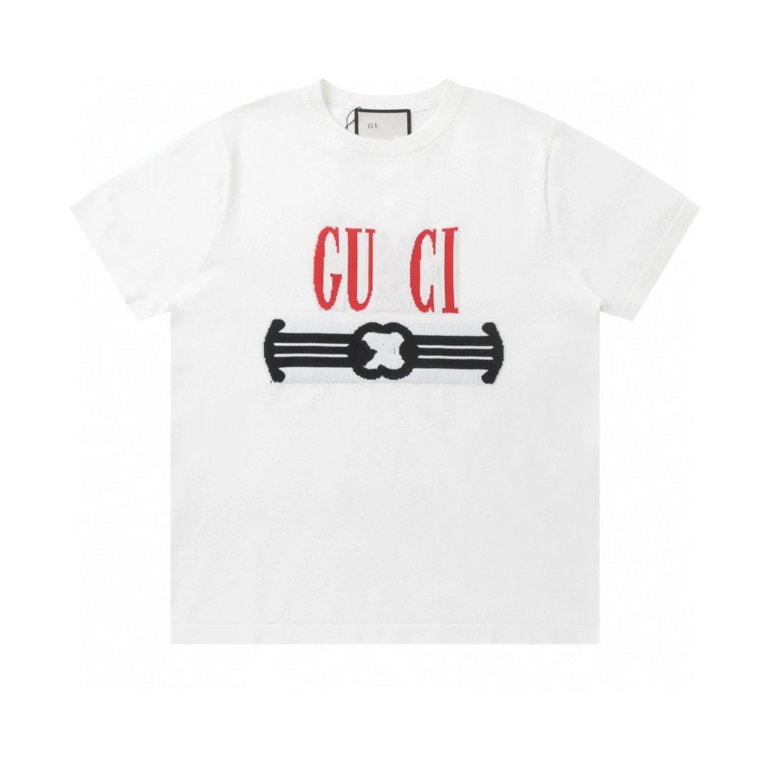 New Gucci Arrow Red Label Knit Jacquard Short Sleeve Unisex T-shirt