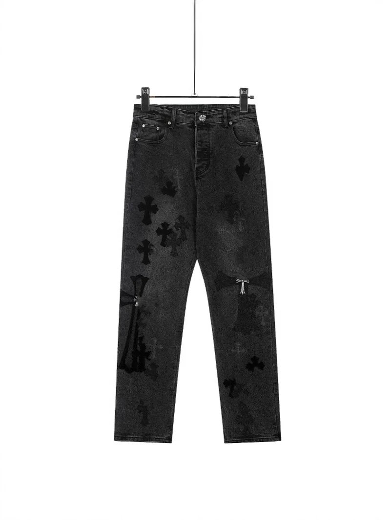 Chrome Hearts Metal Patch Cross Snowflake Black London Limited Jeans Unisex