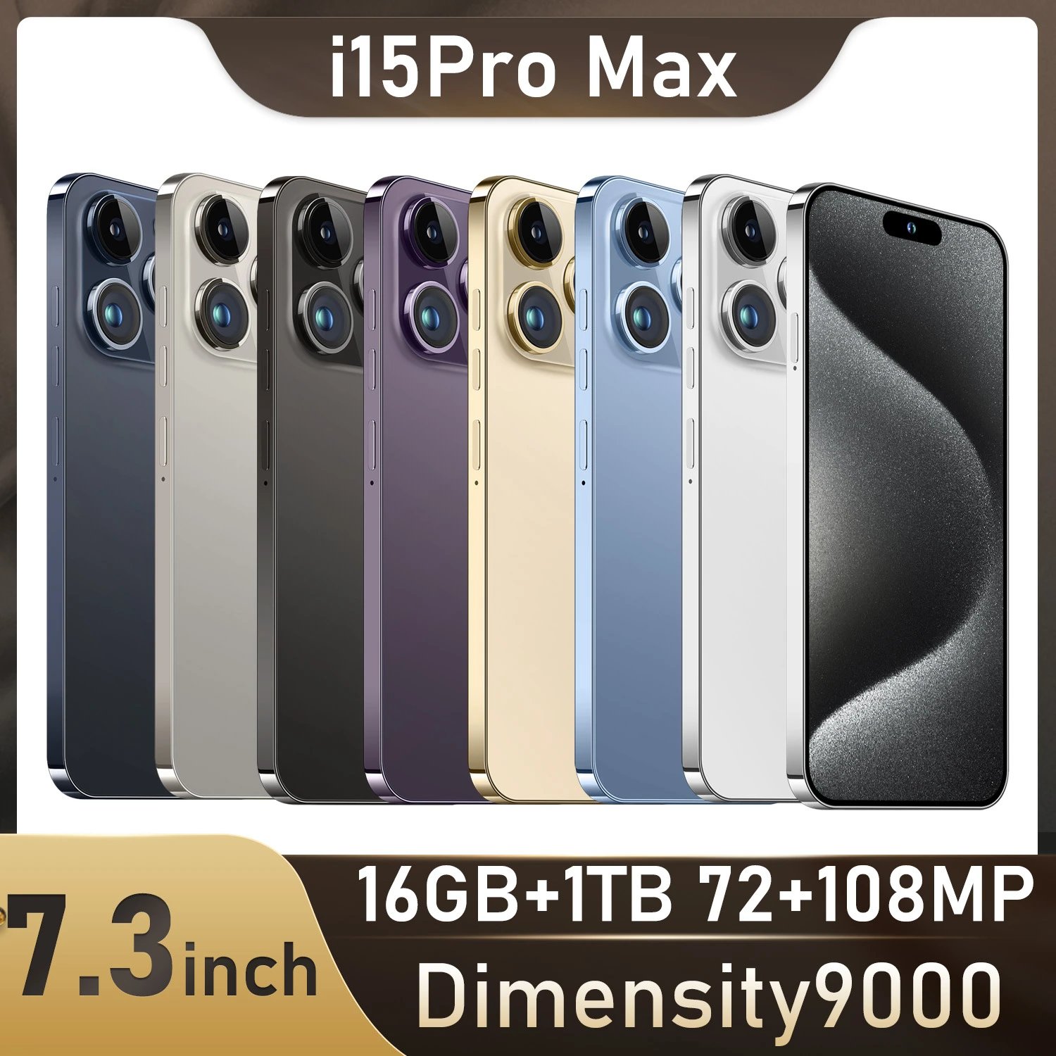 Phone i15 Pro Max Dynamic Island 16+1TB Android Large Screen Hot Seller 4G Smartphone