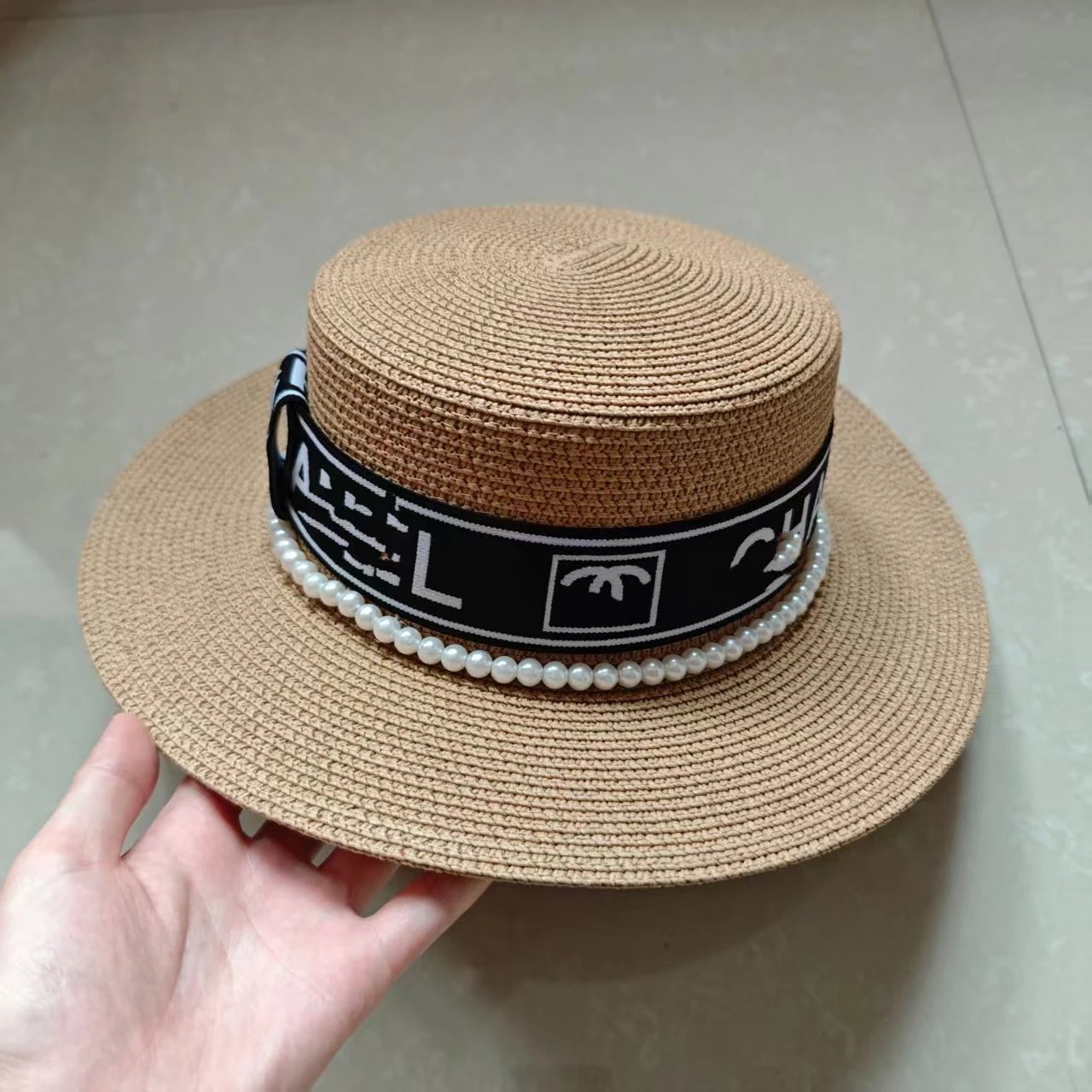 25 New Correct Letter Chanel Straw Hat Women Sun Hat Letter Straw Fashion Bowl Hat Summer Sun Protection