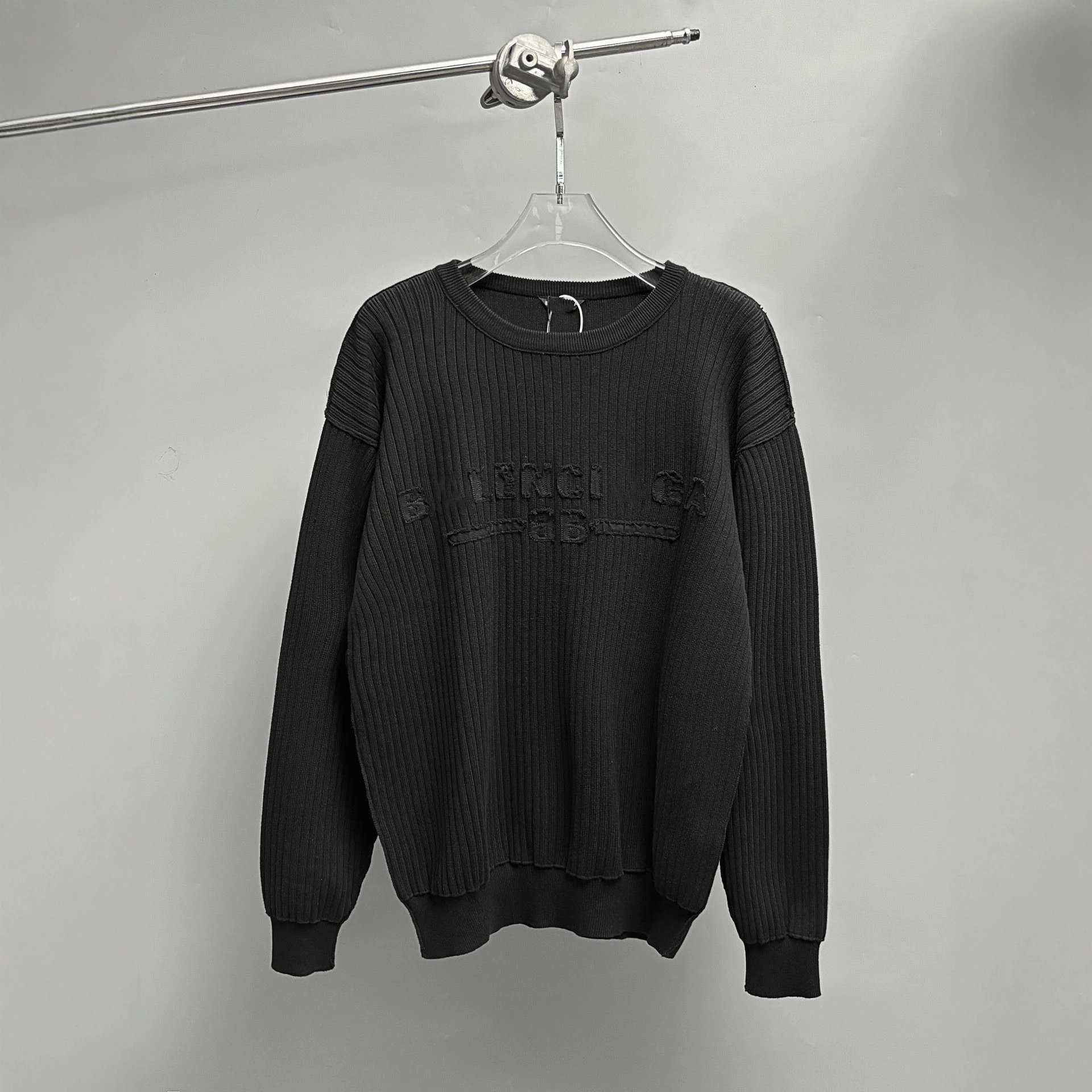 Balenciaga 25fw new style patch embroidery letter embroidery reverse stitch pullover sweater
