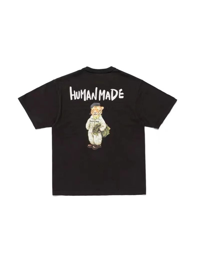 Human Made Tiger Character Cartoon Print Pattern Unisex Couples Loose Short Sleeve T-shirt