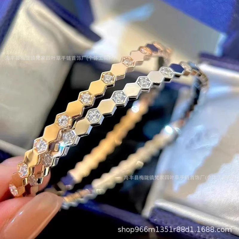 Chaumet Honeycomb Bracelet for Women, Honeycomb Plated 18k Rose Gold, Internet Celebrity Same Style, Fashion Commute Stackable Trend