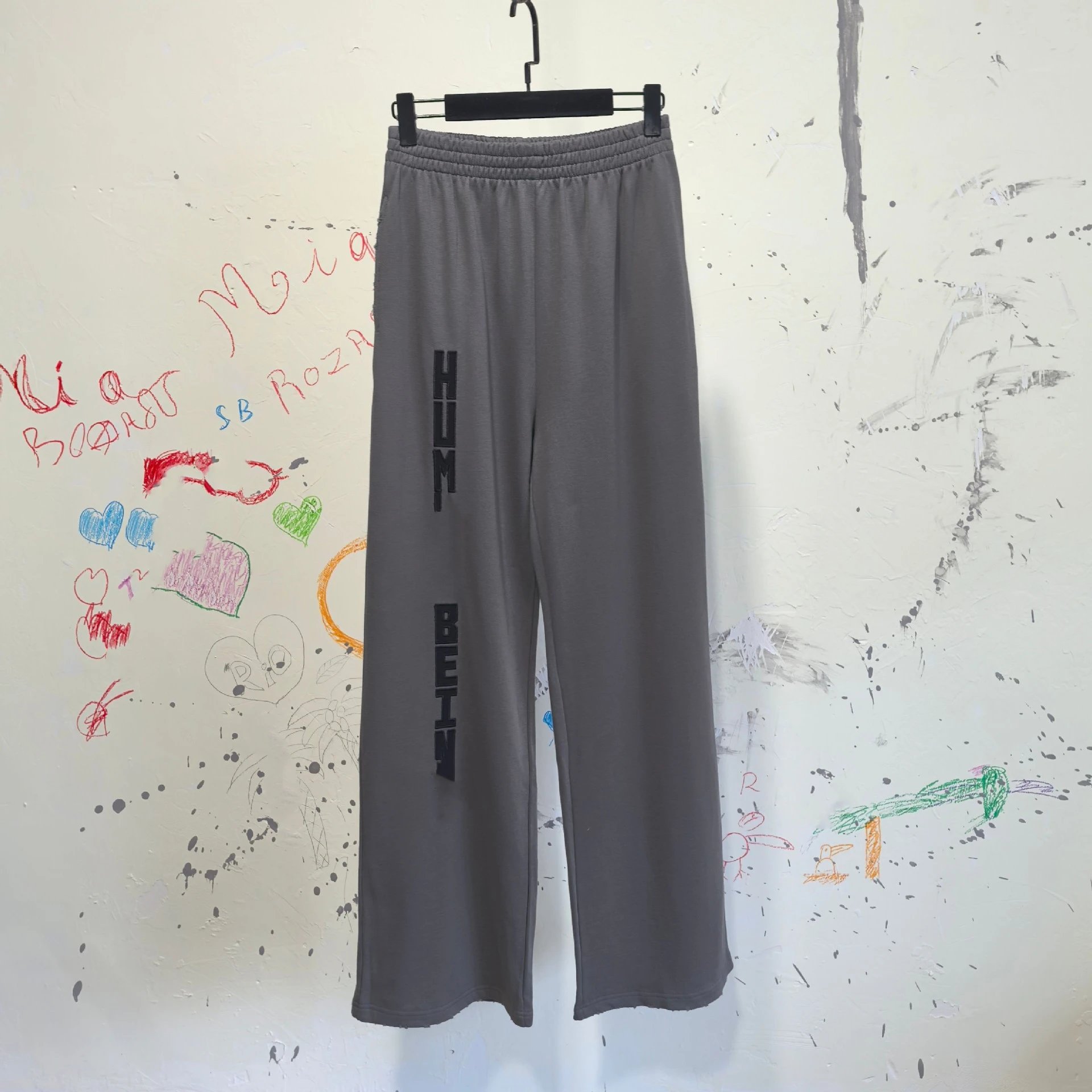 New Balenciaga Letter Embroidery Logo Sweatpants Loose Unisex Pants