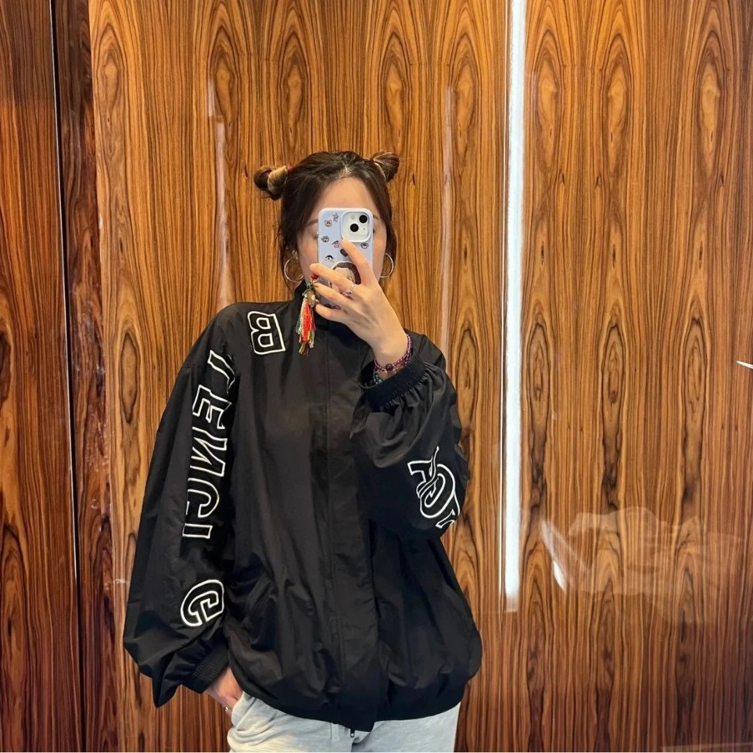 Balenciaga Hollow Letter Embroidery Large Logo Sport Windbreaker Long Pants Suit Unisex