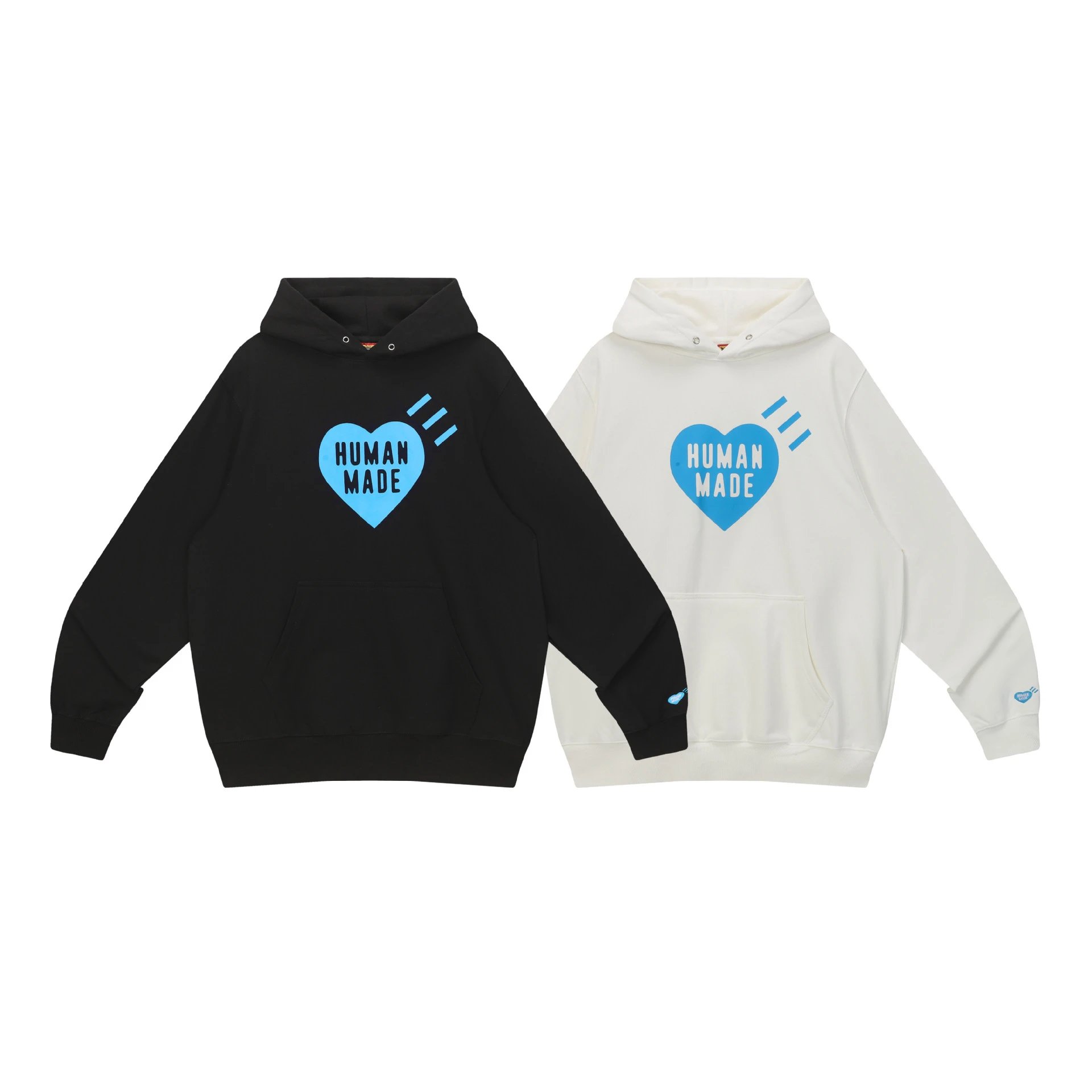 2025 Human Made Blue Heart Pattern Pullover Hoodie Loose Casual Couple Outfit