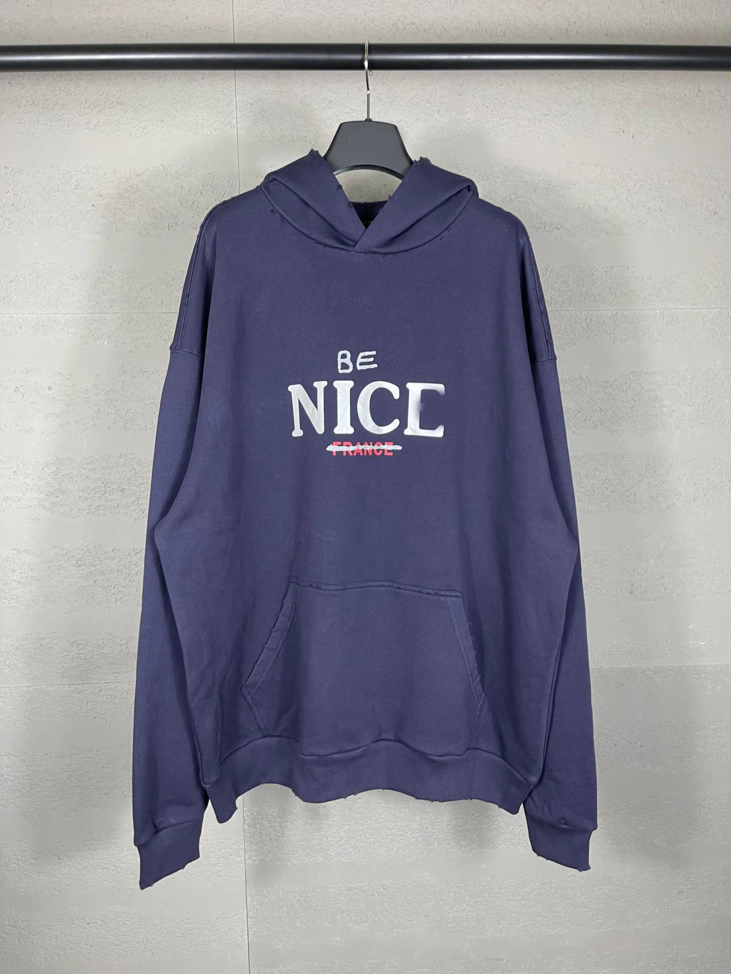 Balenciaga New Be NICE Print Letter Pullover Hoodie Unisex Loose Casual Versatile Trendy