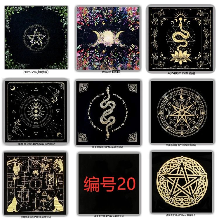 Thick Linen Tarot Playmat with High-Definition Pattern and Gold Foiling Tablecloth
