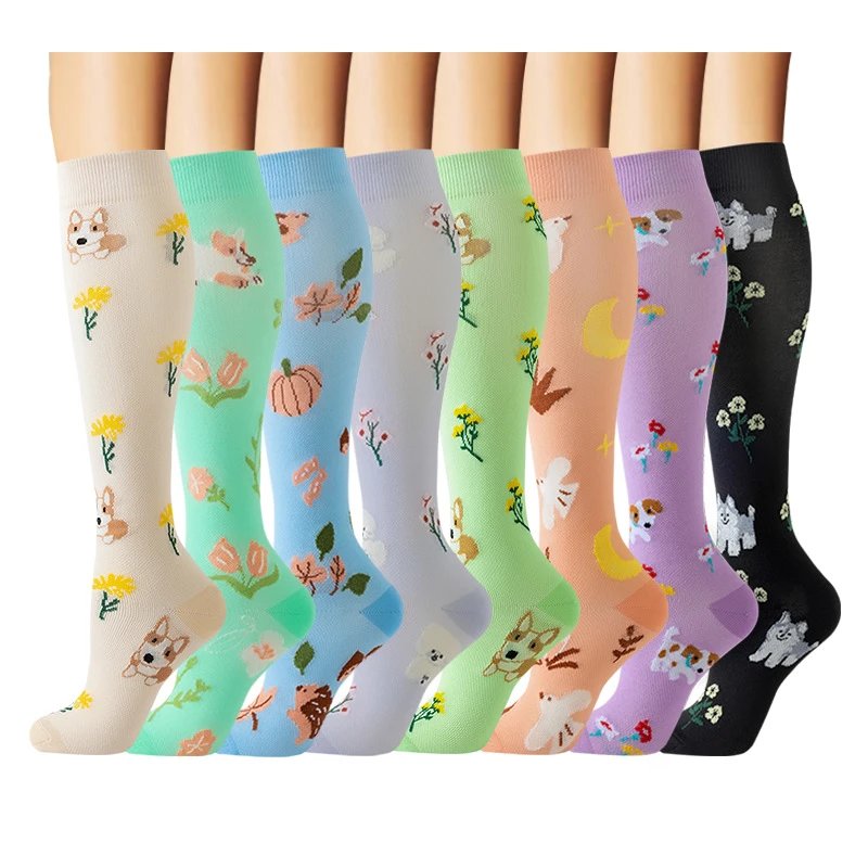 Animal Series Outdoor Sports Compression Socks Men Women Colorful Running Elasticity Protective Calf Long Socks Cycling Compression Socks
