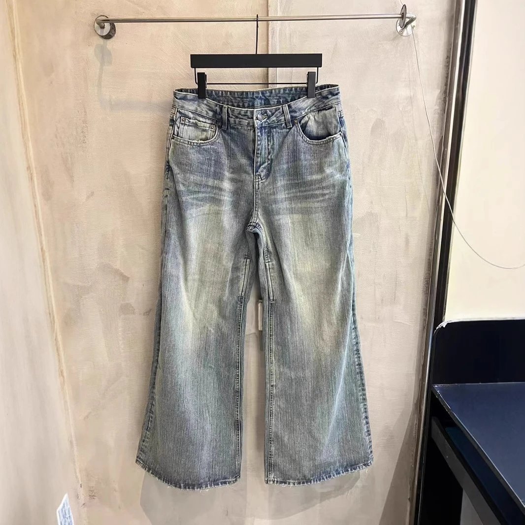 2025 Early Spring New Balenciaga Washed Vintage Unisex Loose Cut Process Jeans