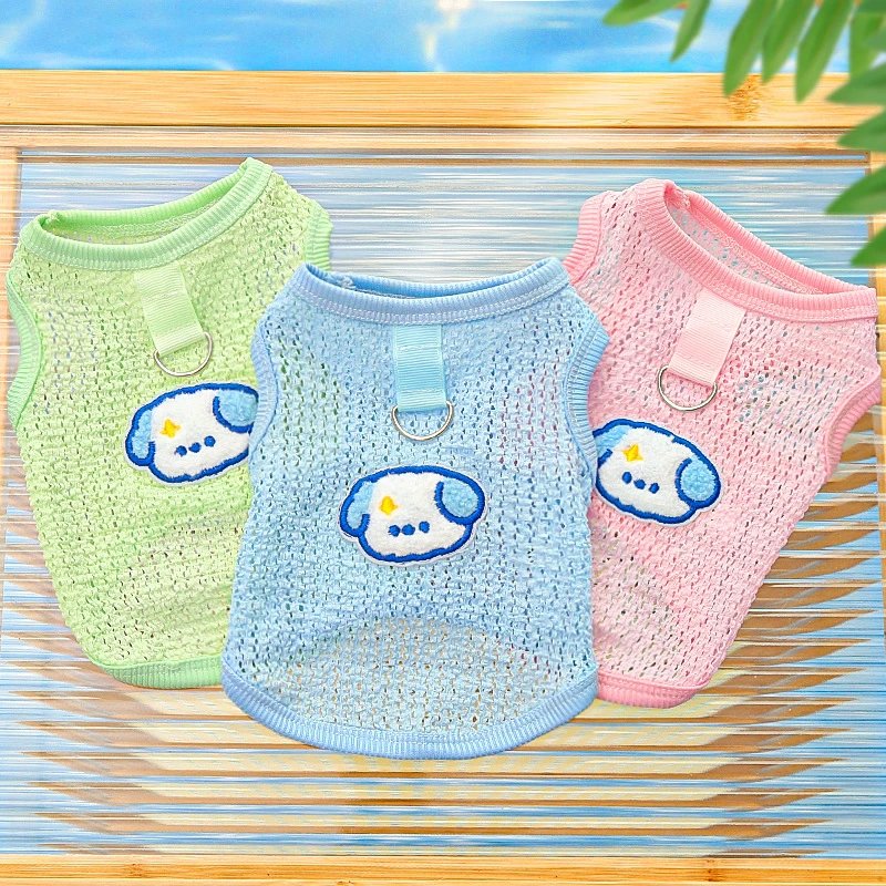 Spring Summer Cute Hollow Breathable Dog Cat Pet Cat Clothing Dog Supplies Vest Dog Teddy Pet Cat