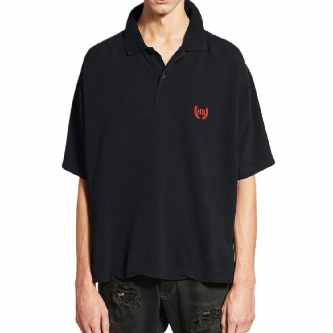 Balenciaga Double B Wheat Embroidery Stripe Polo Short Sleeve T-shirt POLO Shirt