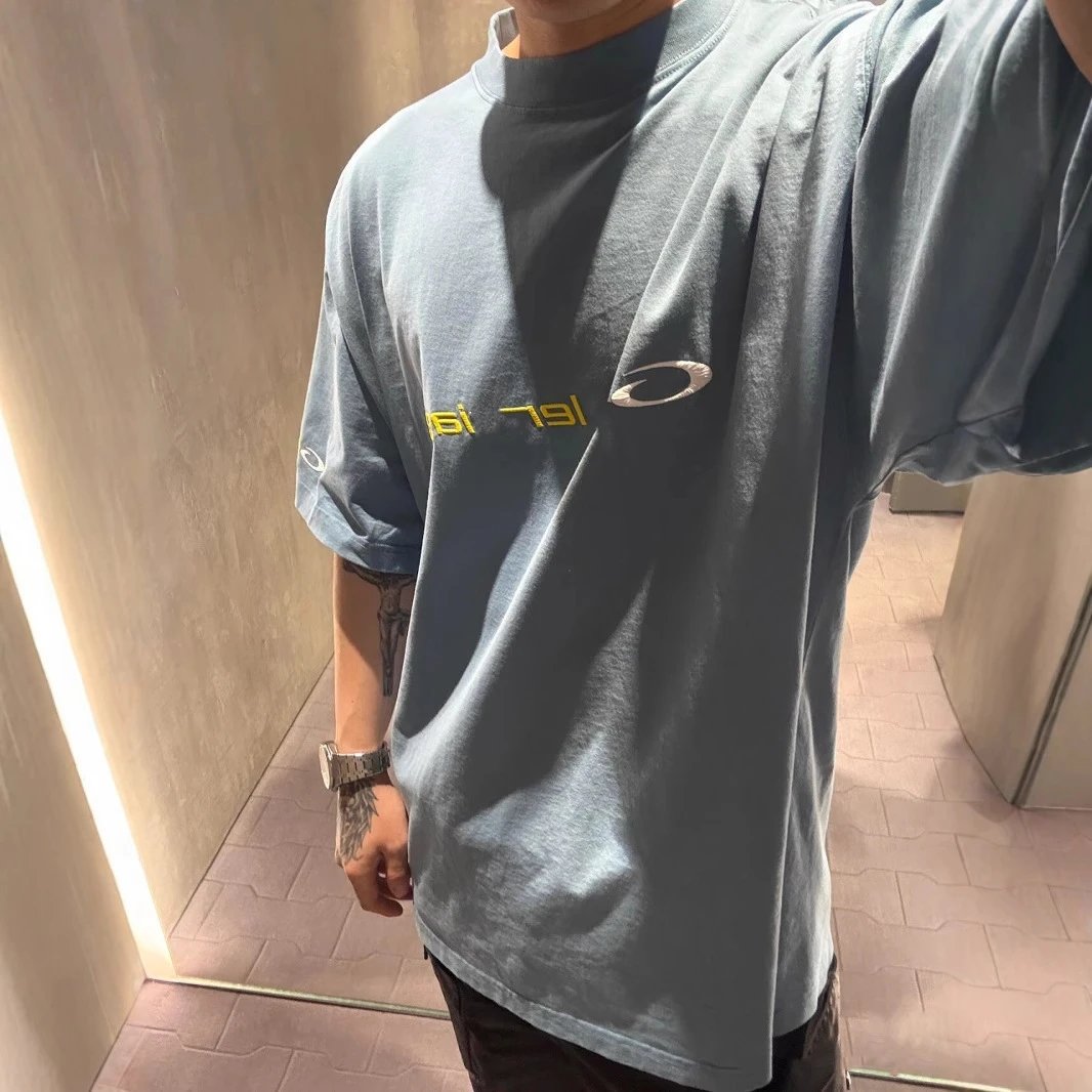 Summer new style Balenciaga letter embroidery men's and women's OS loose short sleeve T-shirt