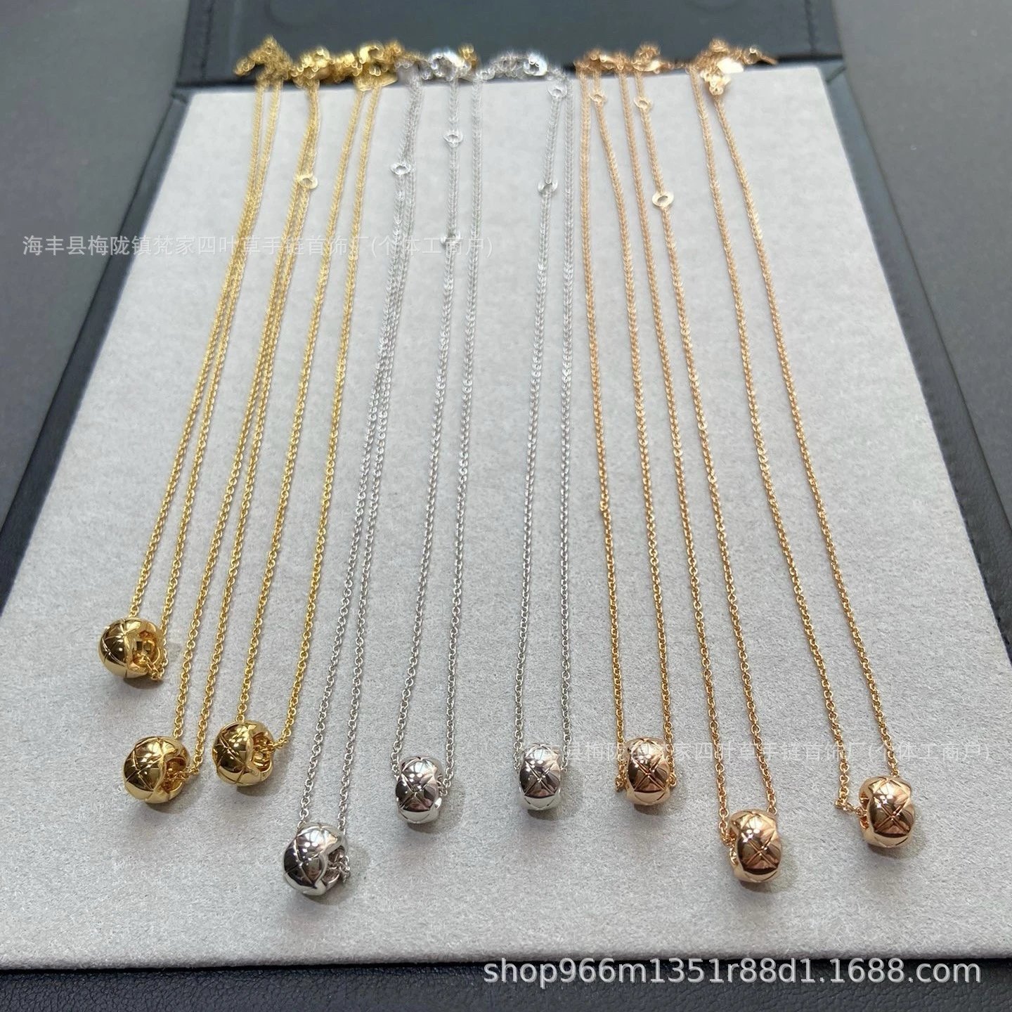 Chanel Quilted Small Gold Bean Necklace for Women, New Style Chanel-inspired CNC Craft Pendant, Luxury Collarbone Chain