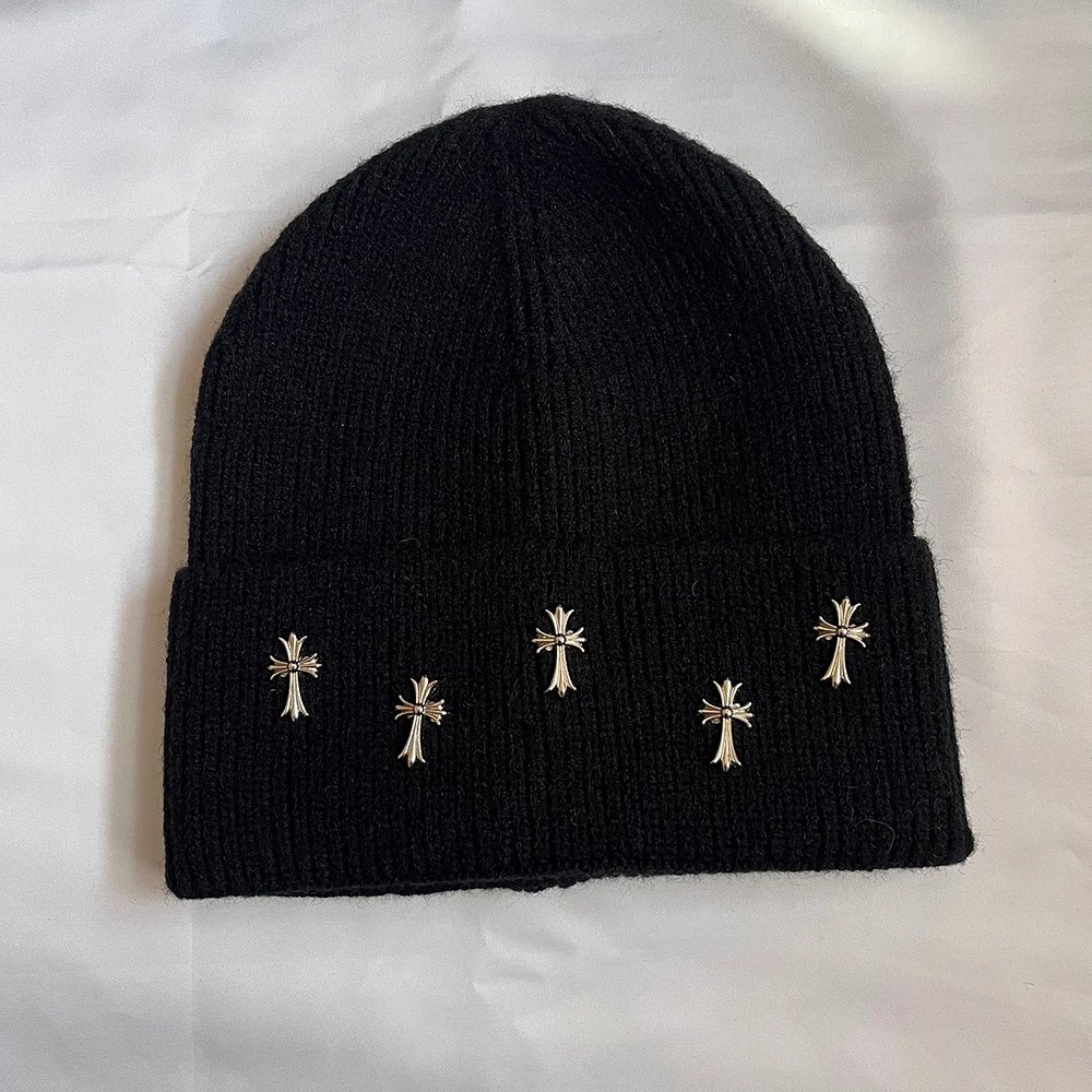 Fashion Trendy Knit Beanie Women New Iron Label Knit Hat Men Autumn Winter Hip Hop Couple Cold Hat