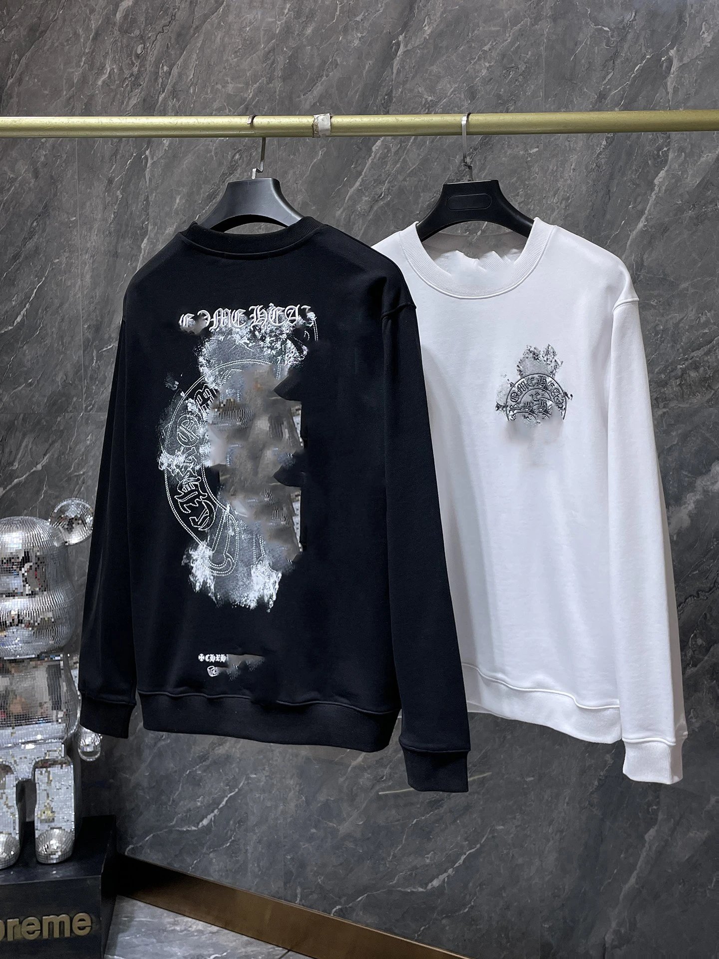 Chrome Hearts 3D Sanskrit Embroidery Cross Round Neck Hoodie Pullover Hoodie Couple Outfit Unisex Style