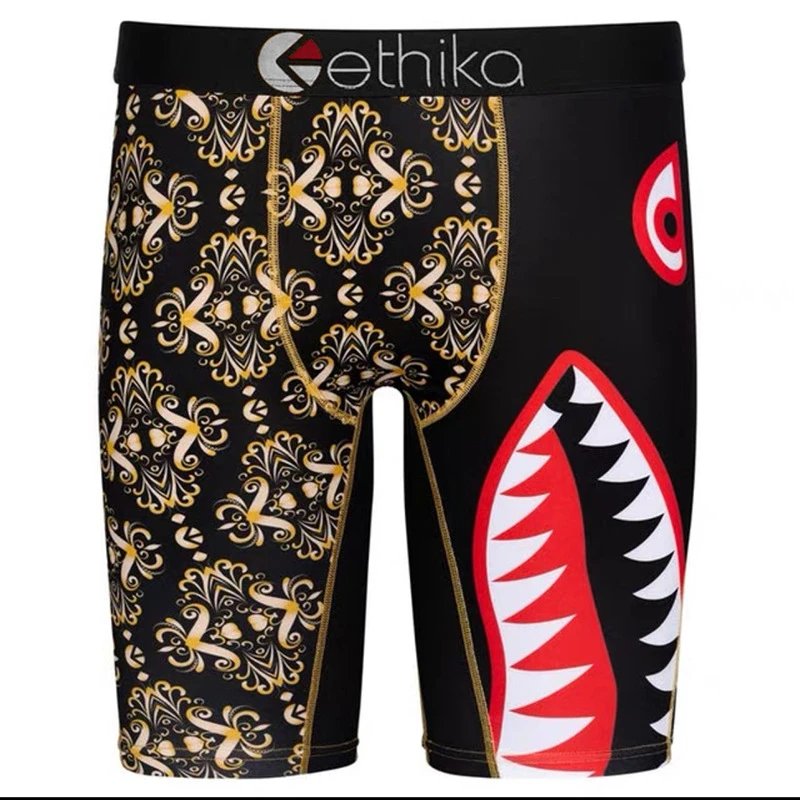 ETHIKA Trendy Brand Sports Tight Breathable Polyester Print Underwear Boxer Briefs