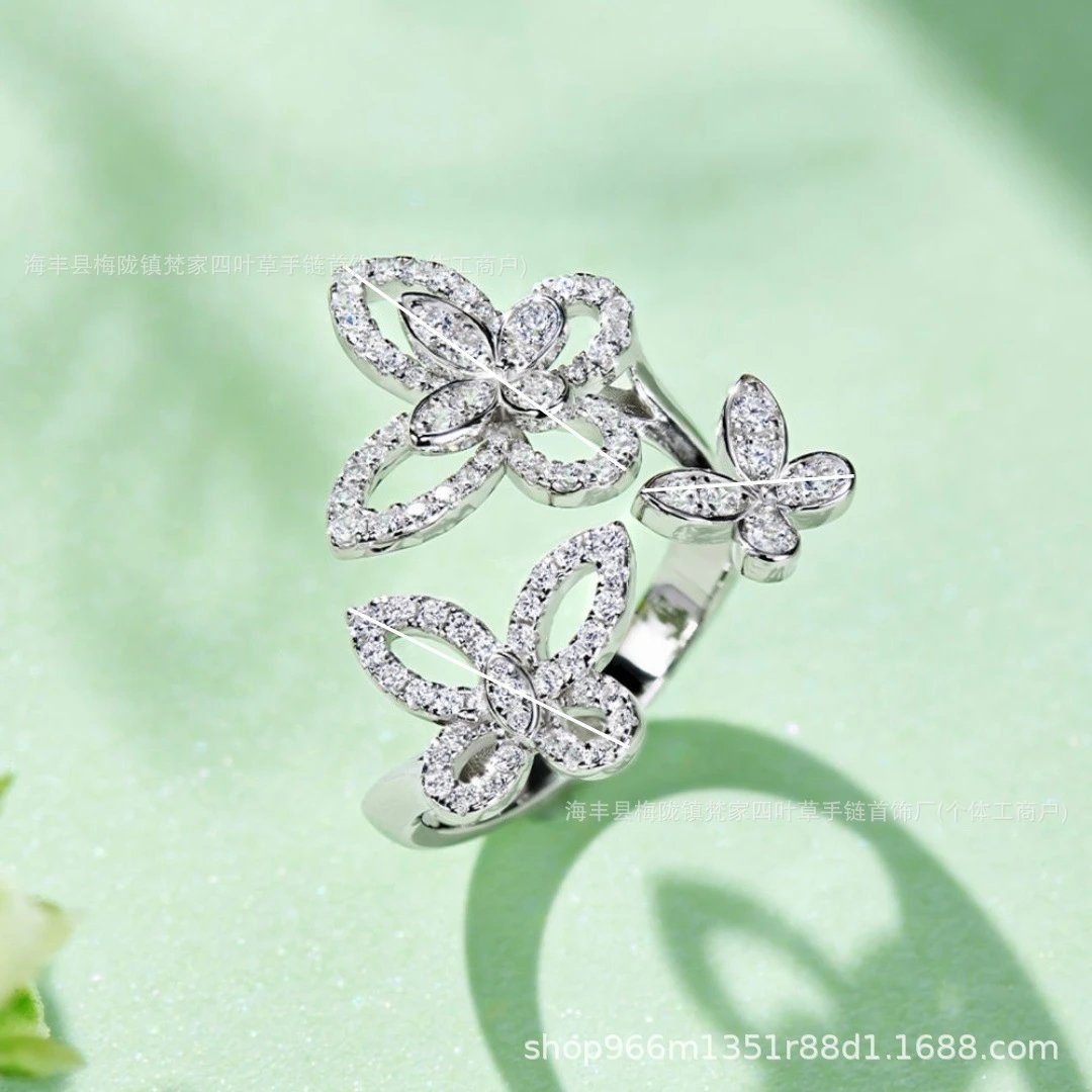 Graff Phantom Trio Full Diamond Butterfly Goddess Ring, One Size Adjustable, Luxury High-End Style
