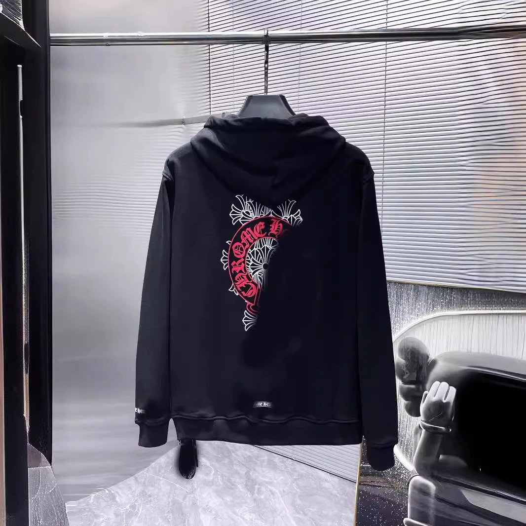 Chrome Hearts Red Horseshoe Phantom Cross Zip Hoodie Coat Loose Casual Pullover Hoodie Couple Style