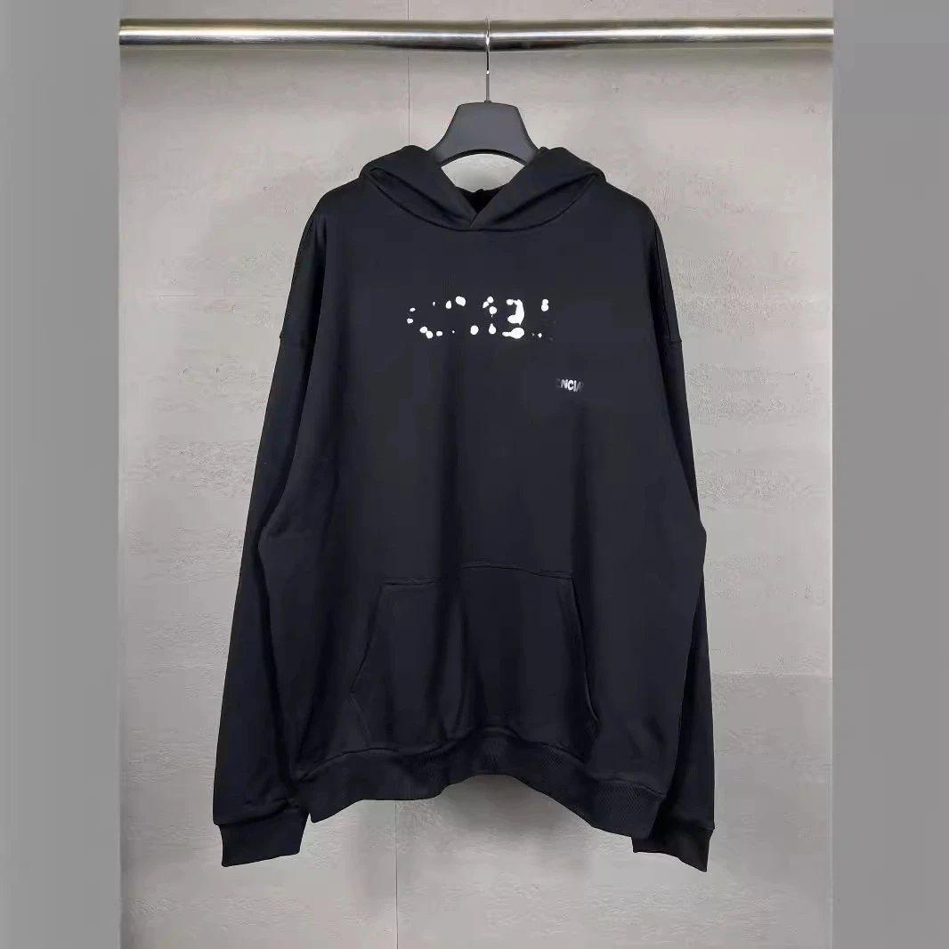 Balenciaga blur letter shadow print hooded sweatshirt men's and women's loose casual hoodie versatile couple style