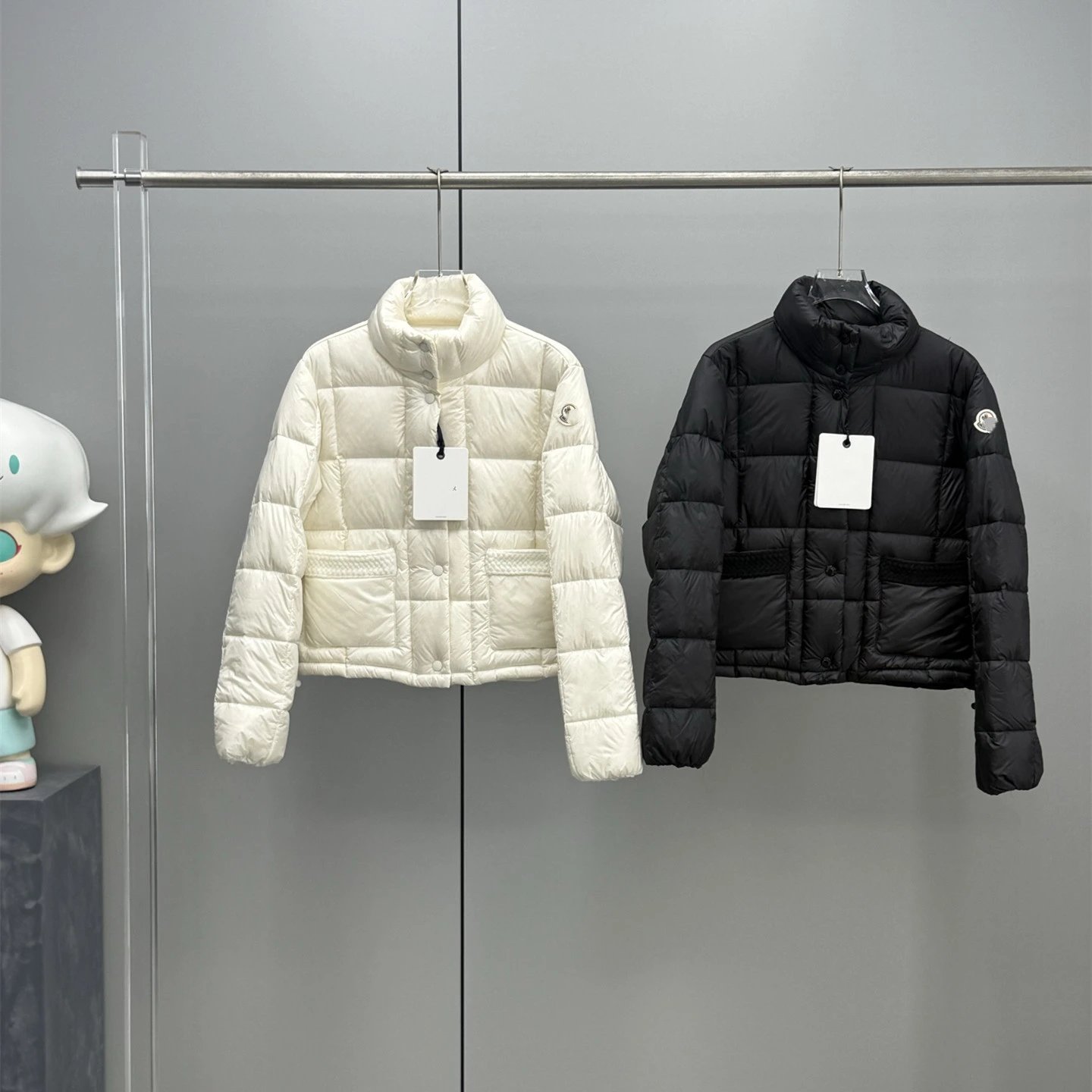 Moncler Internet Famous Style Braided Trim Pocket Short Stand Collar Puffer Jacket