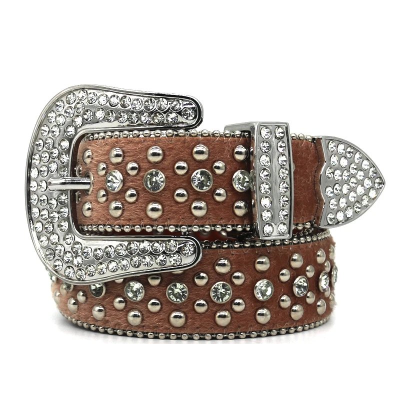 Men's handmade rhinestone belt