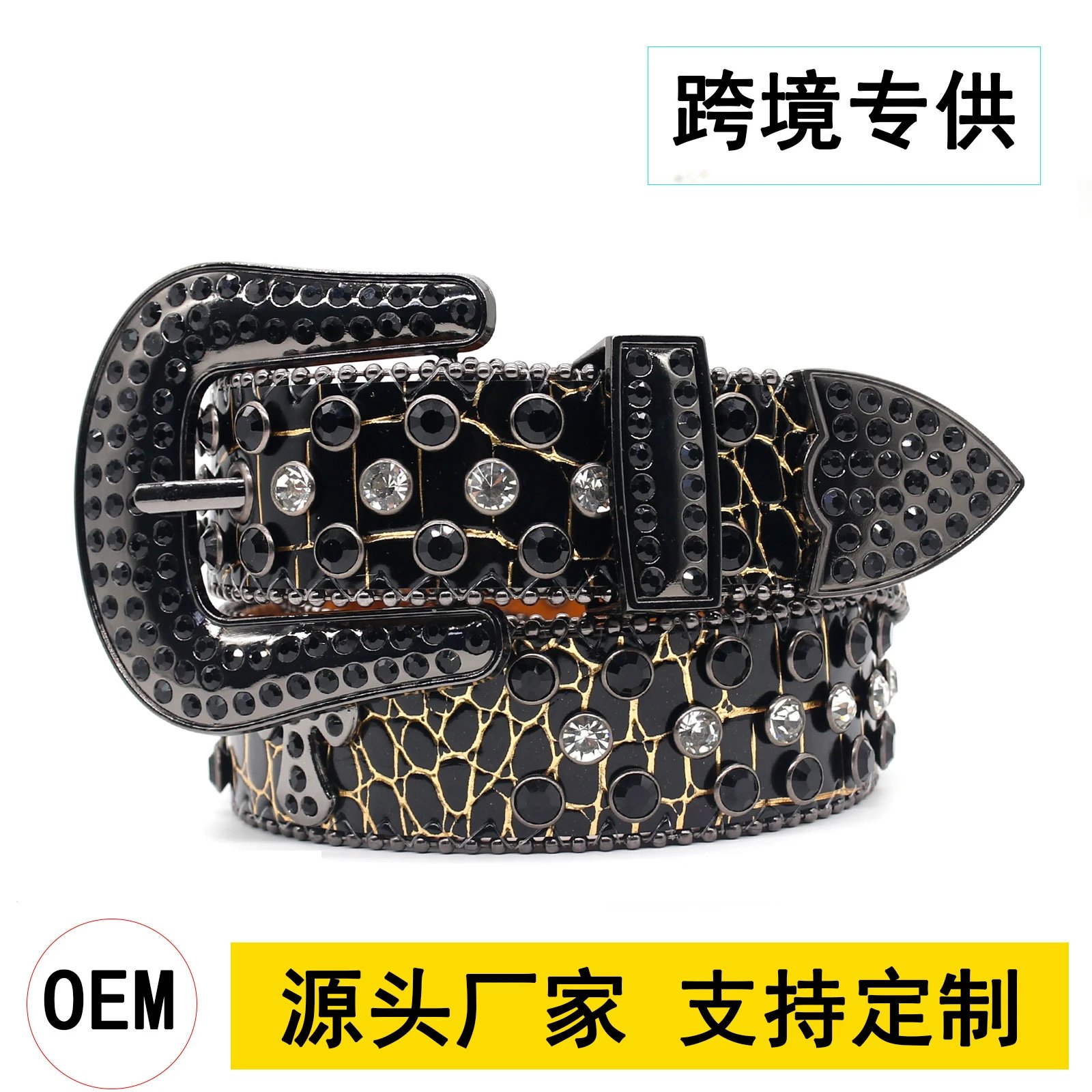 Blingbling Waist Belt Studded Buckle for Street Dance Jean Belt Punk Waist Chain Jeweled Rhinestones