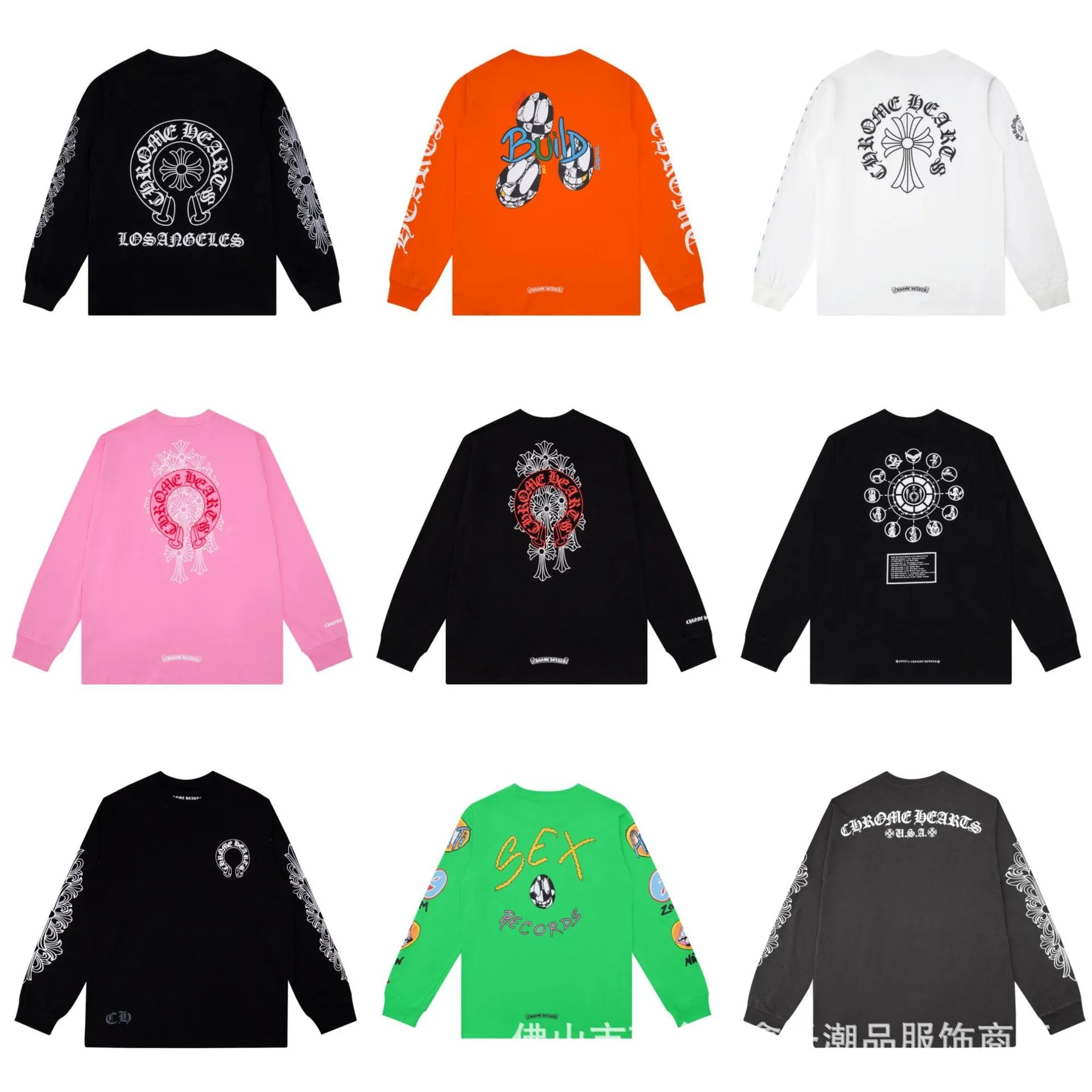 Chrome Heartsrome Heart Cro long sleeve T-shirt crewneck pure cotton men's and women's versatile