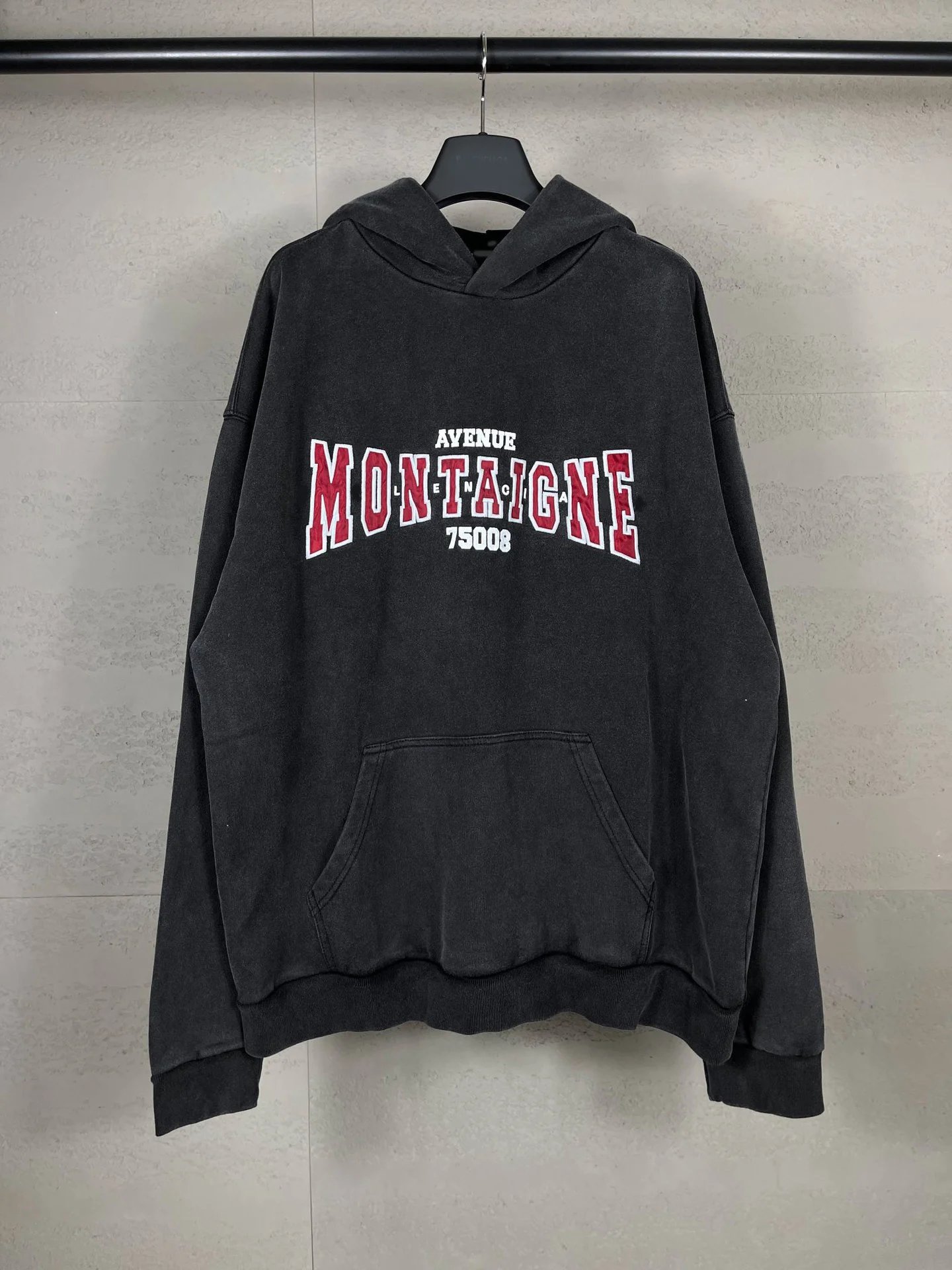 Balenciaga Art Ten-Thousand Needle Patch Embroidery Wash Distressed Hoodie Pullover Loose Casual Unisex Style