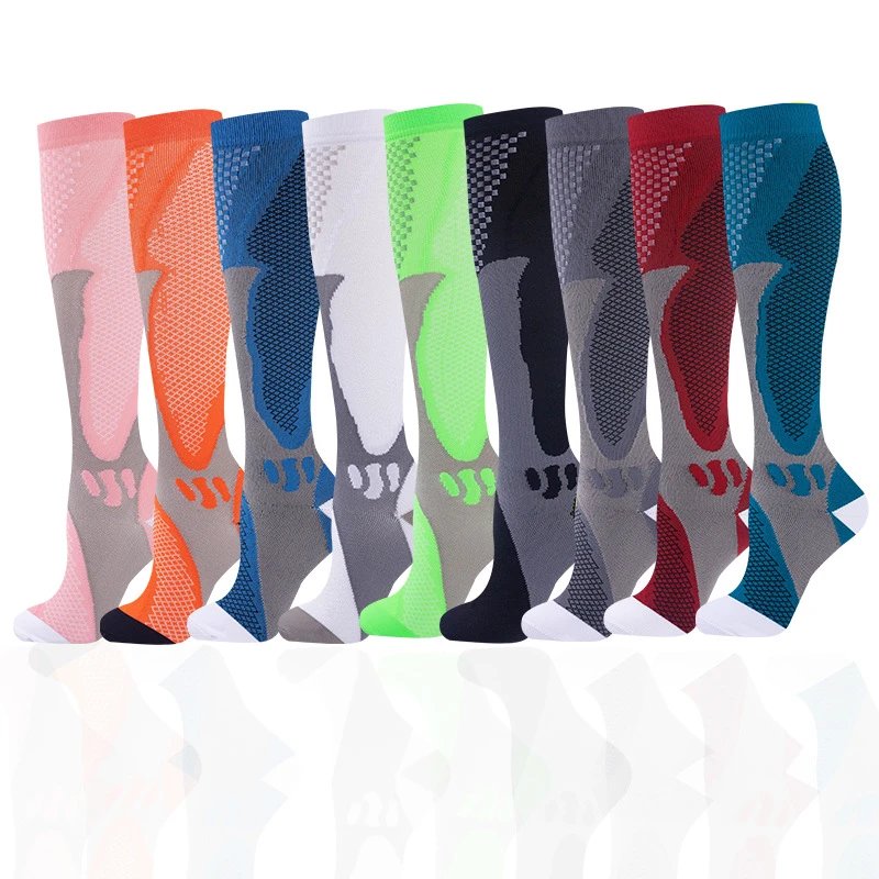 Nylon Compression Socks Long Tube Fitness Outdoor Running Cycling Socks Quick-Dry Breathable Men Women Compression Calf Socks