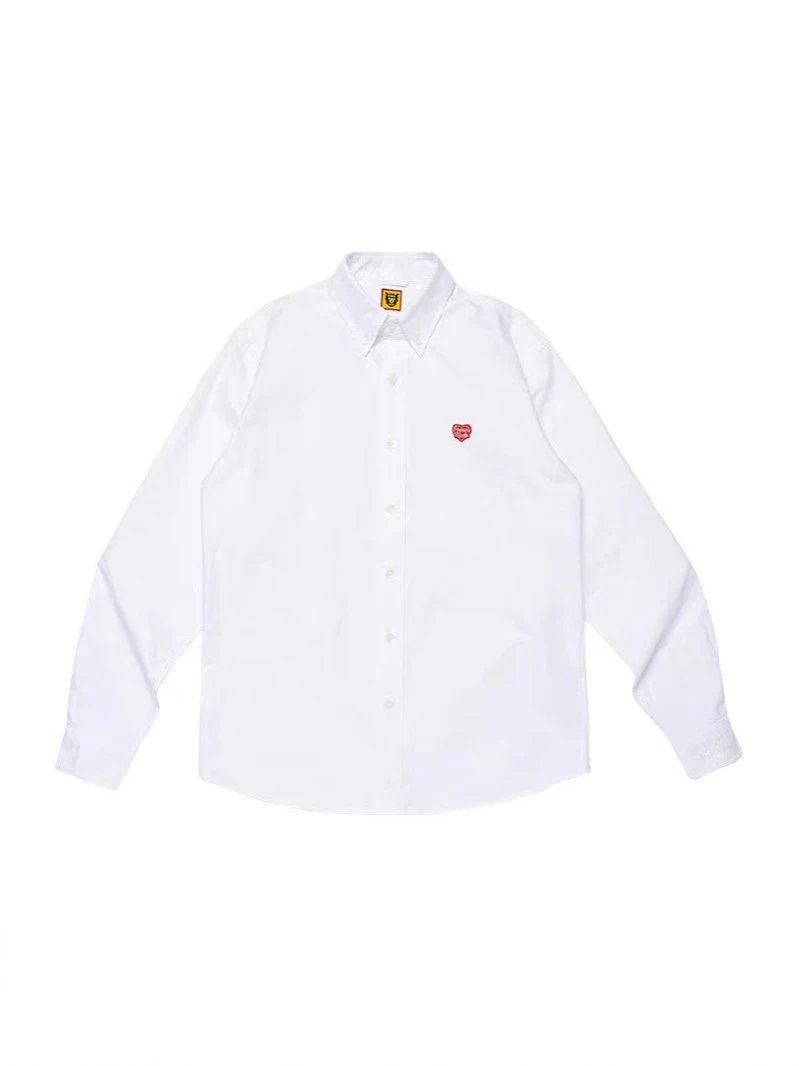 HUMAN Solid Color Heart Shirt Unisex Couple Style Coat Outerwear