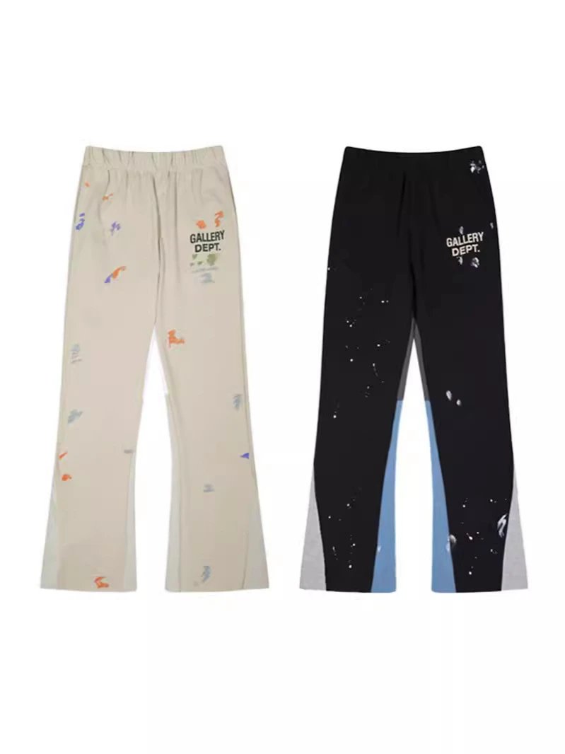 Gallery Dept New Splatter Hand-Painted Patch Flared Pants Drawstring Cotton Fleece Pants