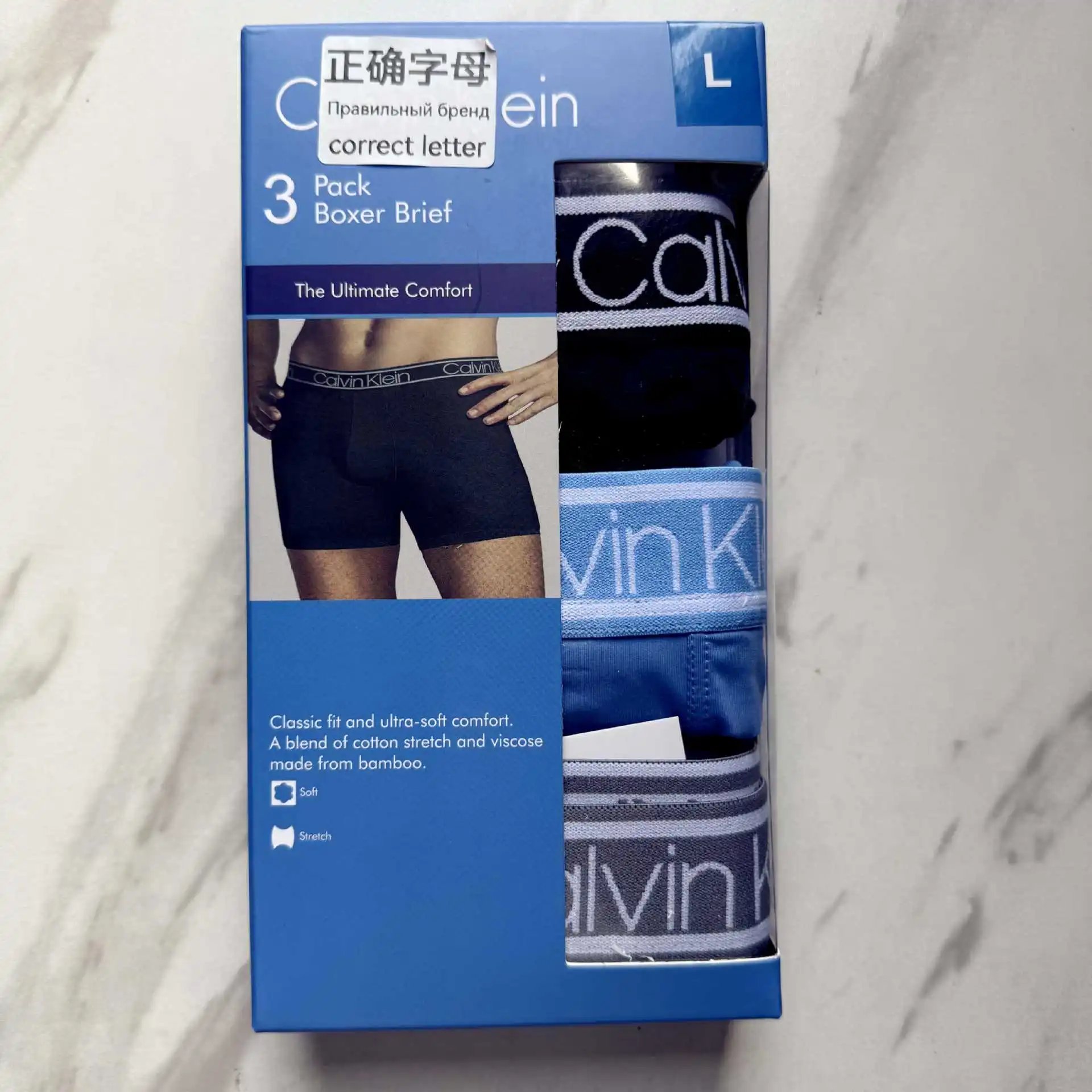 CK Men's Boxer Briefs Modal Men Mid Waist Breathable Solid Color Boxer Briefs Gift Box 3 Pieces