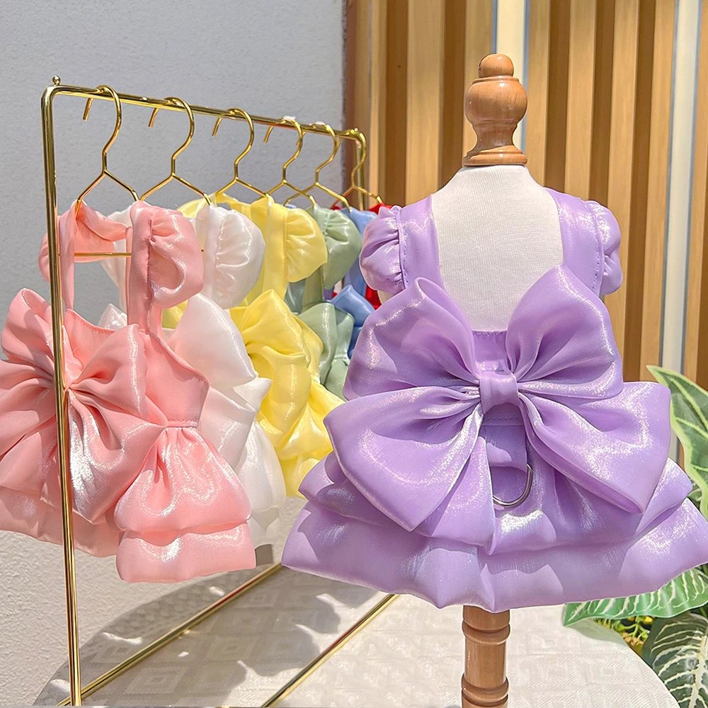 Pet Wedding Cat Gown Dress Dog Cat Clothing Supplies Dog Leash Teddy Bichon French Bulldog Spring Summer