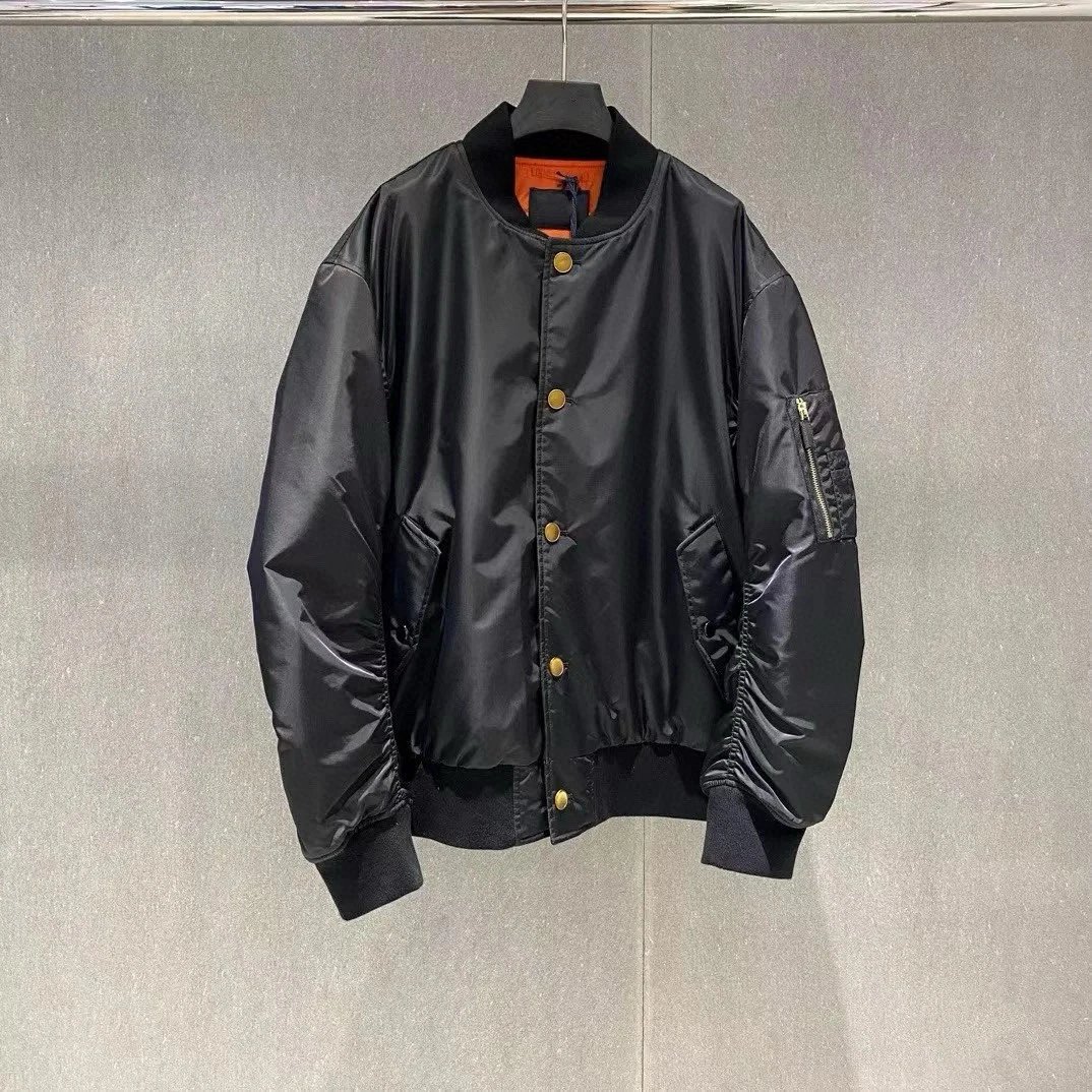 Prada Runway Style Zipper Flight Jacket Baseball Style 90% White Duck Down Outerwear for Men and Women