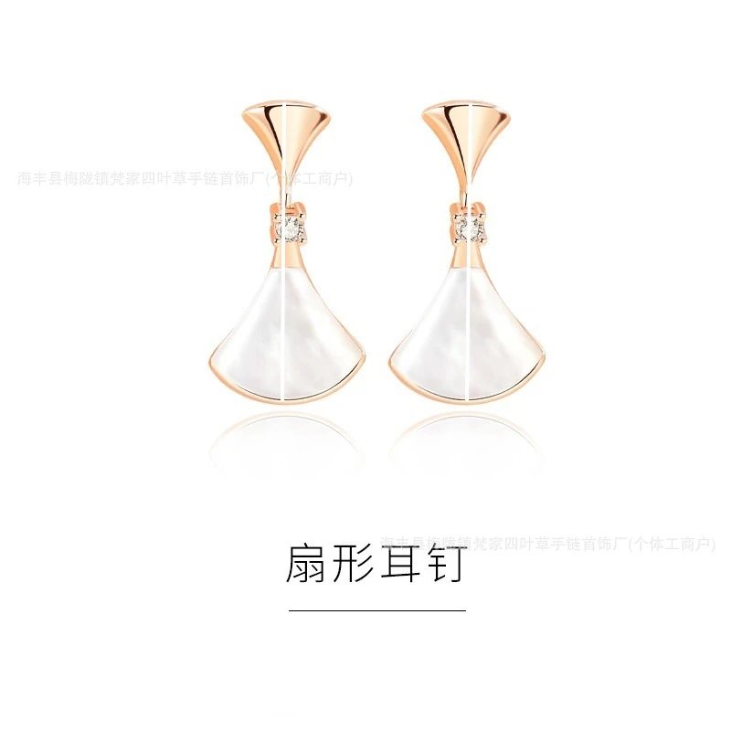 Bulgari Small Dress Earrings Studs Trendy Internet Celebrity Diamond-set Light Luxury Elegant Minimalist Ins Valentine\'s Day Gift for Girlfriend