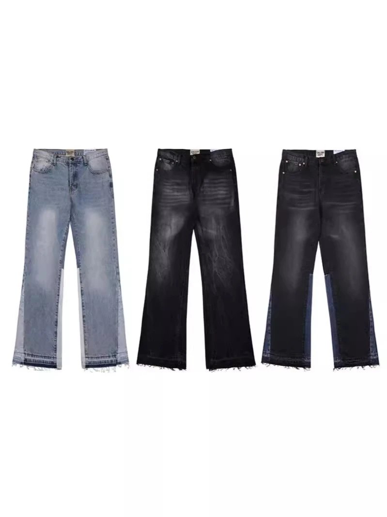 Gallery Dept New Basic Washed Flared Blue Patchwork Jeans Unisex Pants