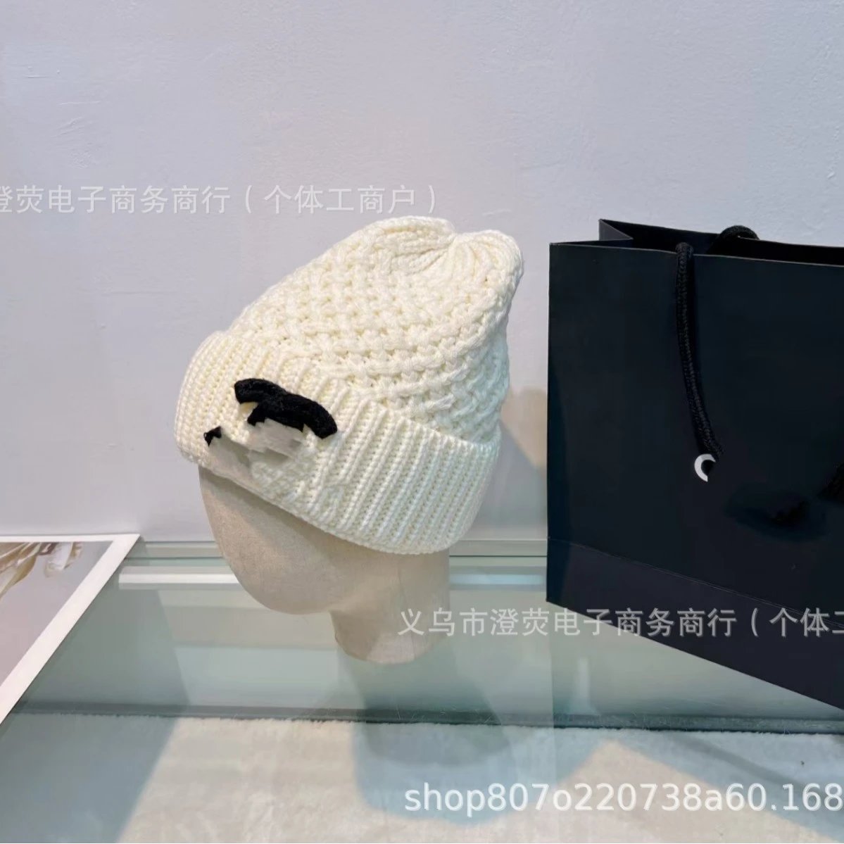 Chanel Autumn Winter Knit Hat Warm Windproof Cold Hat Versatile Letter Embroidery Outdoor Fashion Headwarmer